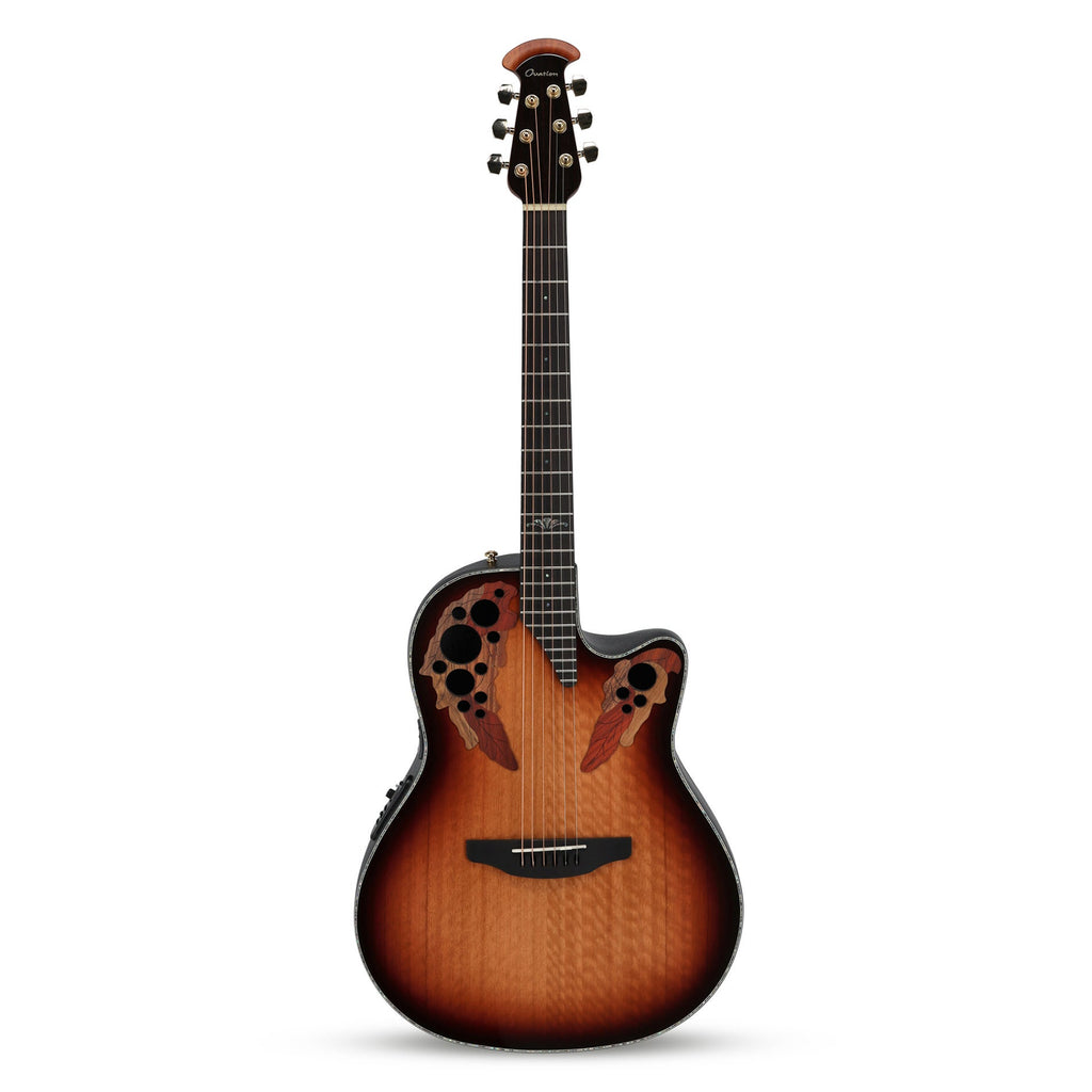 Ovation Limited Edition Celebrity Elite Plus Exotic Acoustic-Electric Guitar, Flamed Eucalyptus, Sunburst