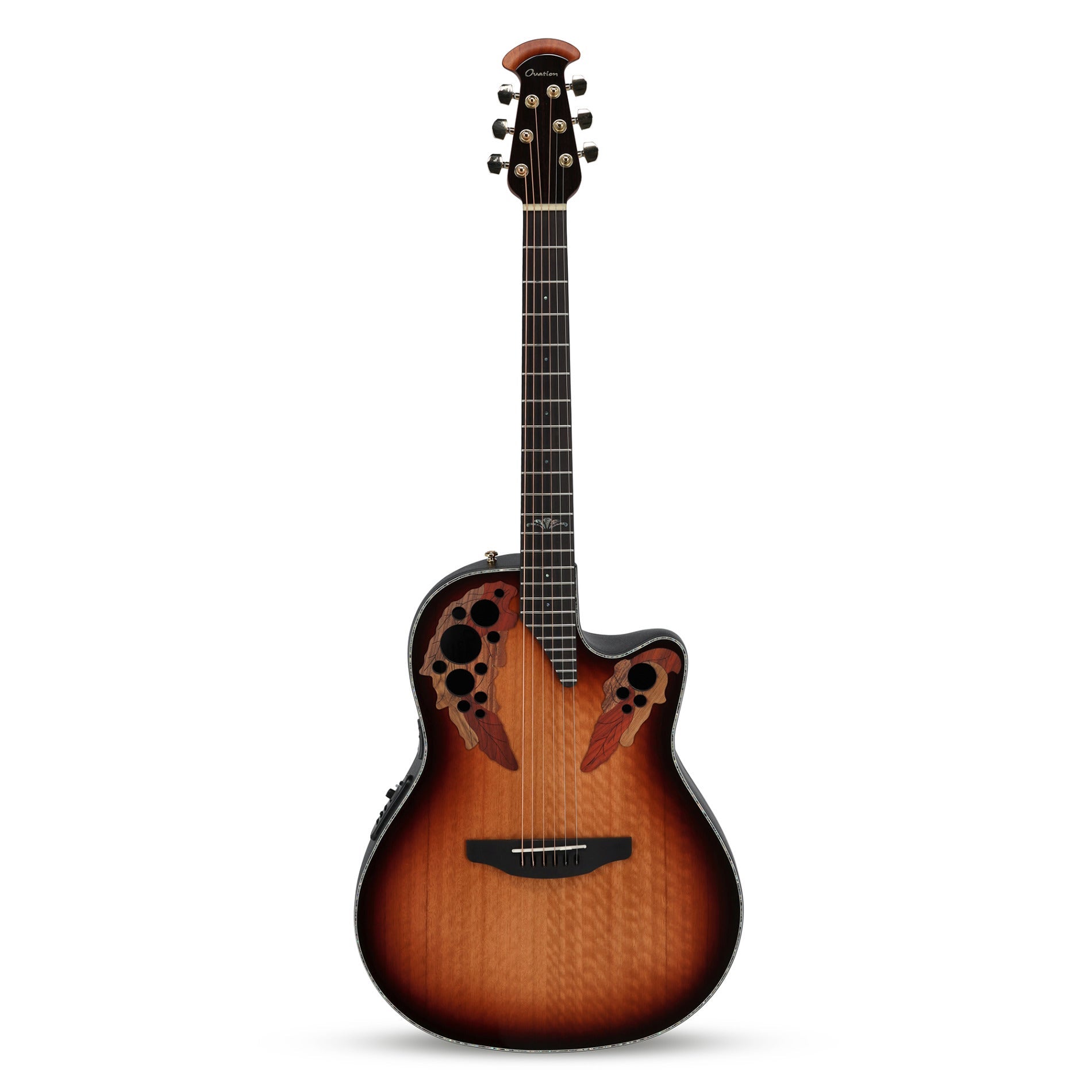 Ovation Limited Edition Celebrity Elite Plus Exotic Acoustic-Electric Guitar, Flamed Eucalyptus, Sunburst