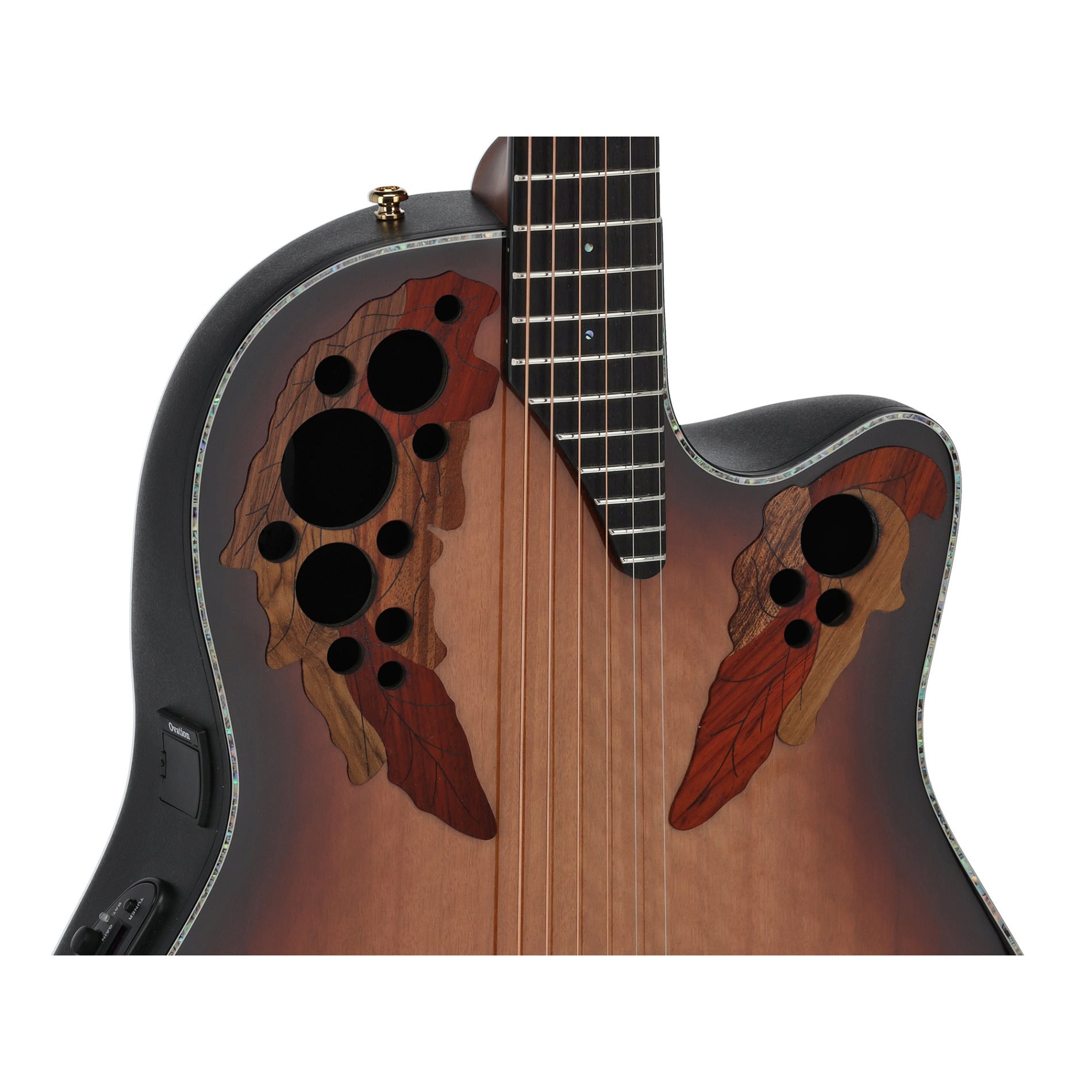 Ovation Limited Edition Celebrity Elite Plus Exotic Acoustic-Electric Guitar, Flamed Eucalyptus, Sunburst