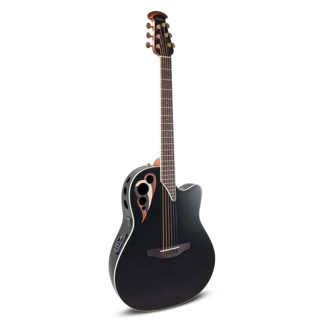 Ovation Celebrity Elite Deluxe CDX40-5-G Acoustic-Electric Guitar, Solid Spruce Top, Black Satin