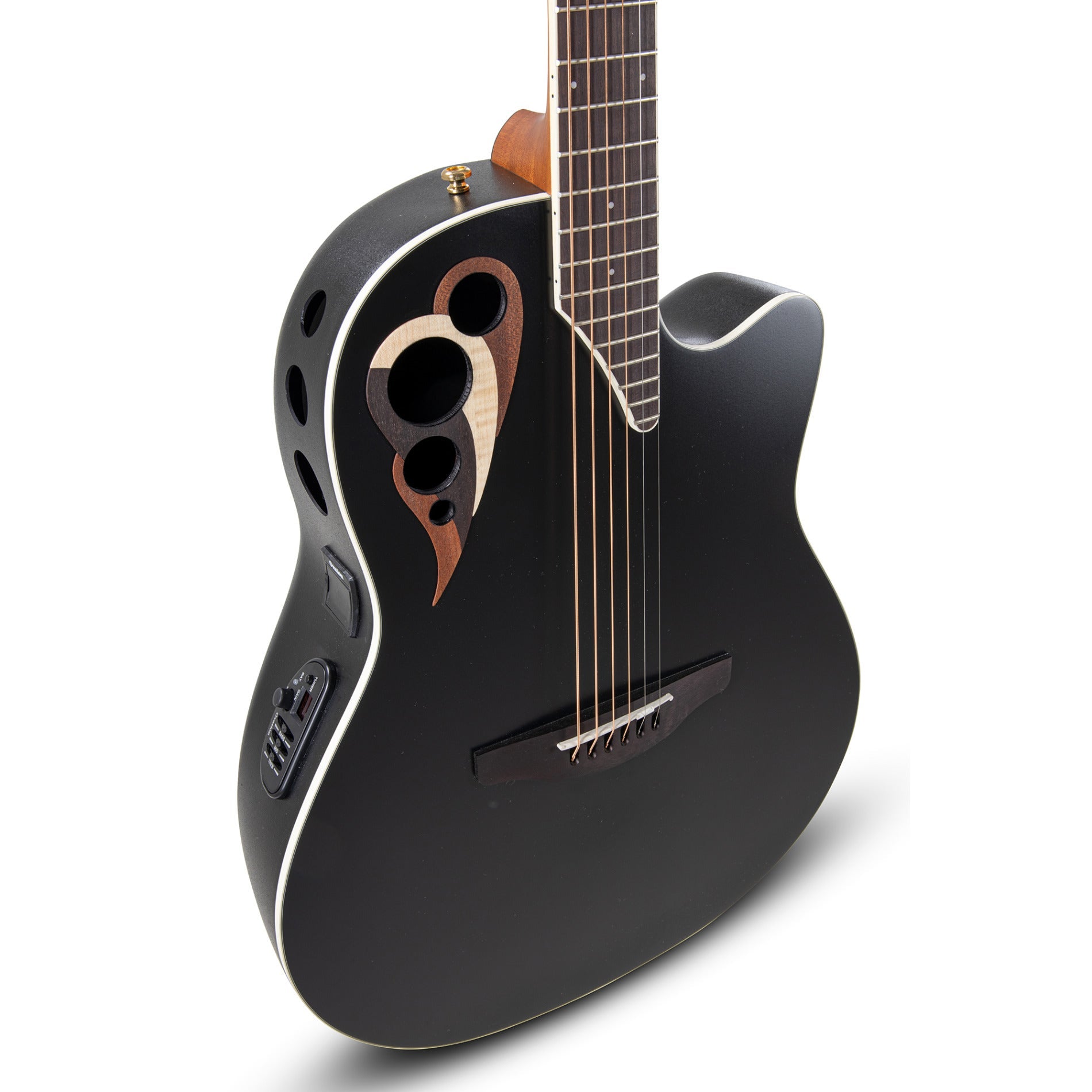 Ovation Celebrity Elite Deluxe CDX40-5-G Acoustic-Electric Guitar, Solid Spruce Top, Black Satin