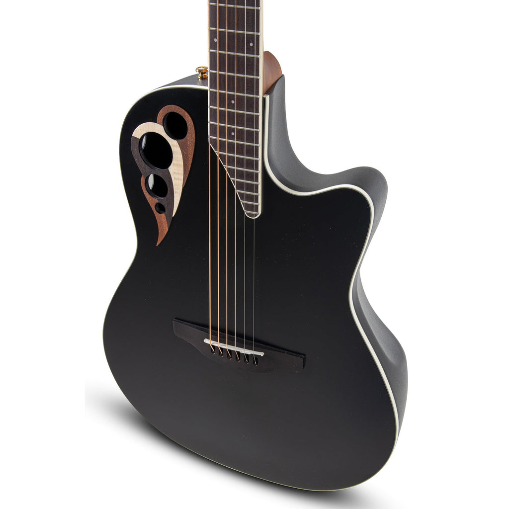 Ovation Celebrity Elite Deluxe CDX40-5-G Acoustic-Electric Guitar, Solid Spruce Top, Black Satin