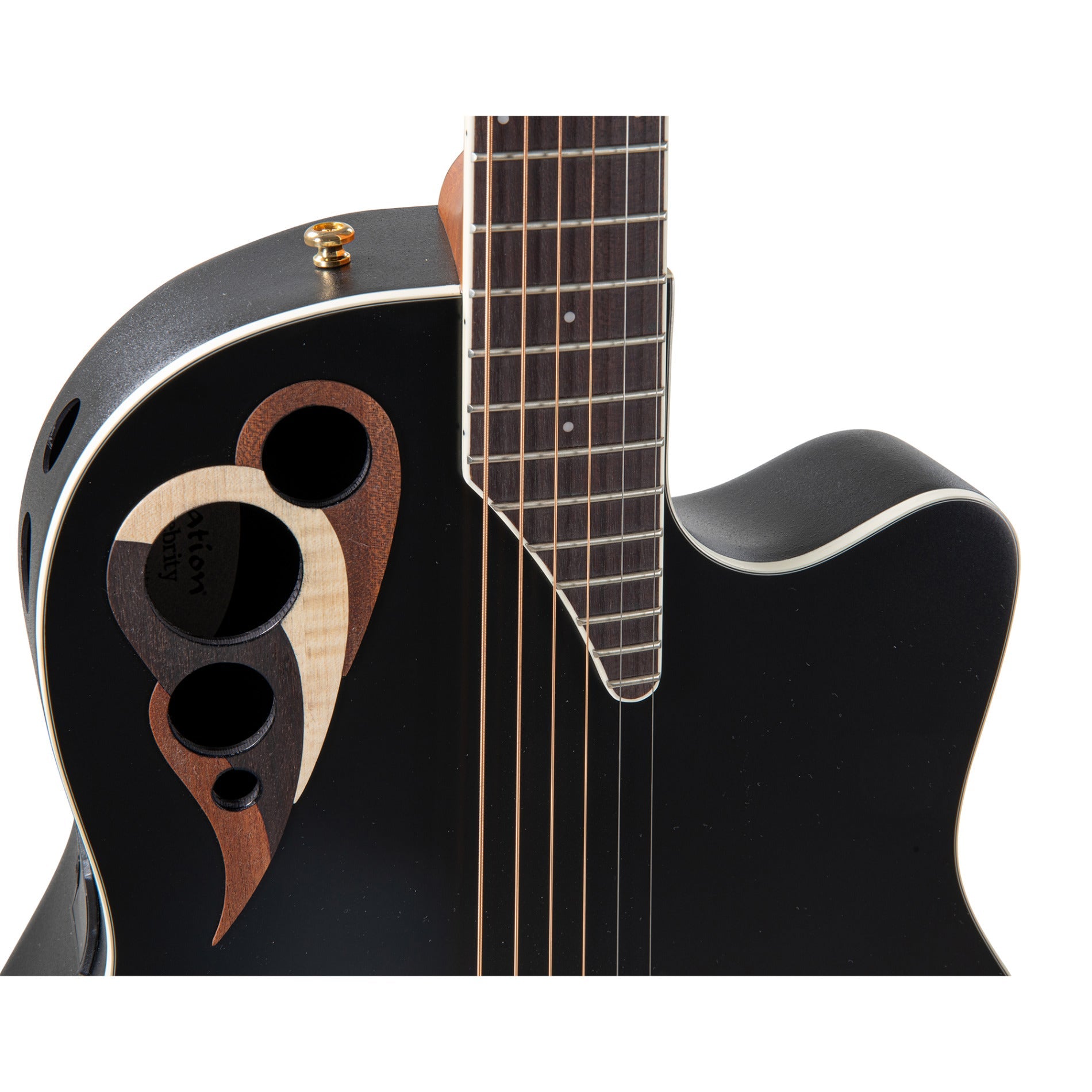 Ovation Celebrity Elite Deluxe CDX40-5-G Acoustic-Electric Guitar, Solid Spruce Top, Black Satin