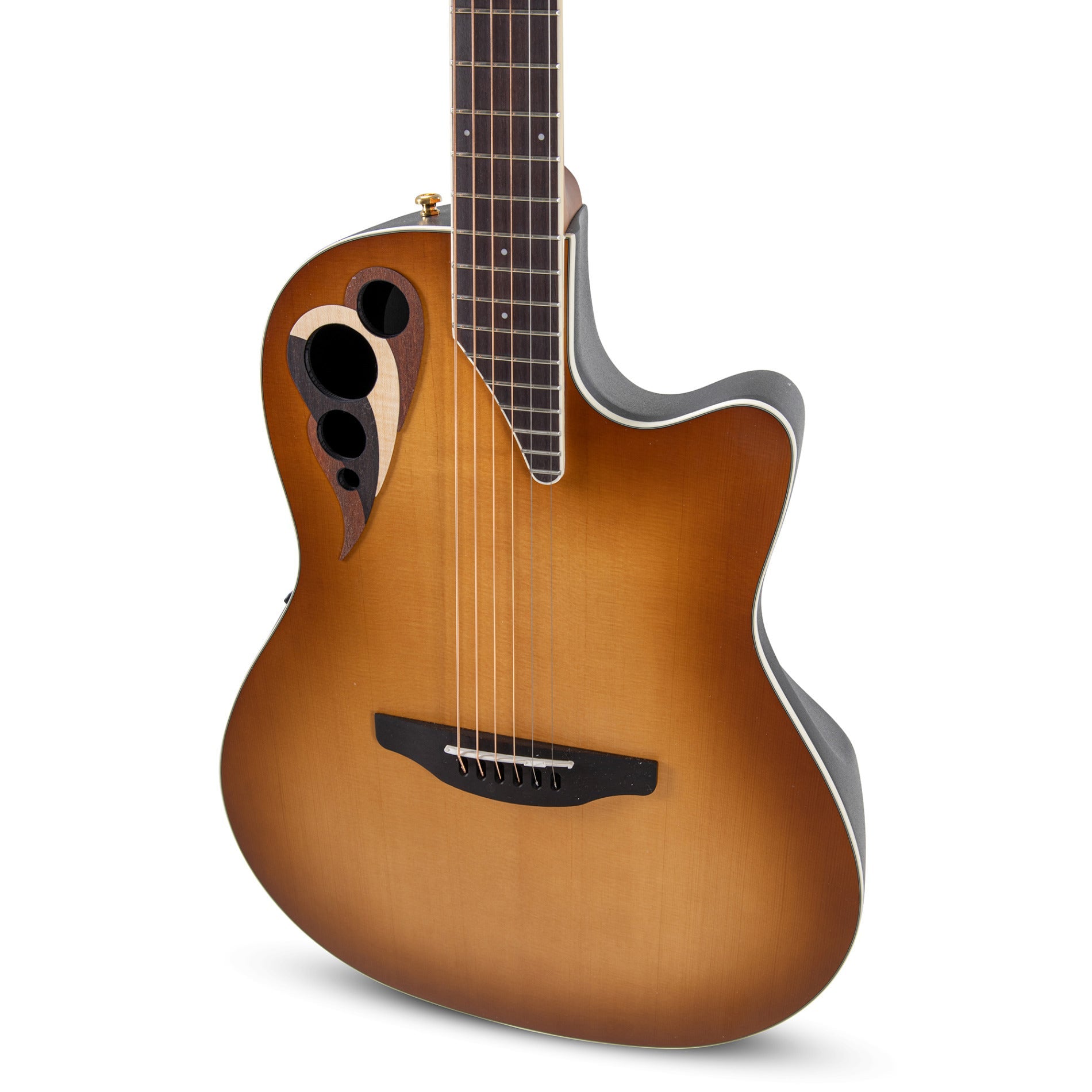 Ovation Celebrity Elite Deluxe CDX40-PB-G Acoustic-Electric Guitar, Solid Spruce Top, Peach Burst Satin