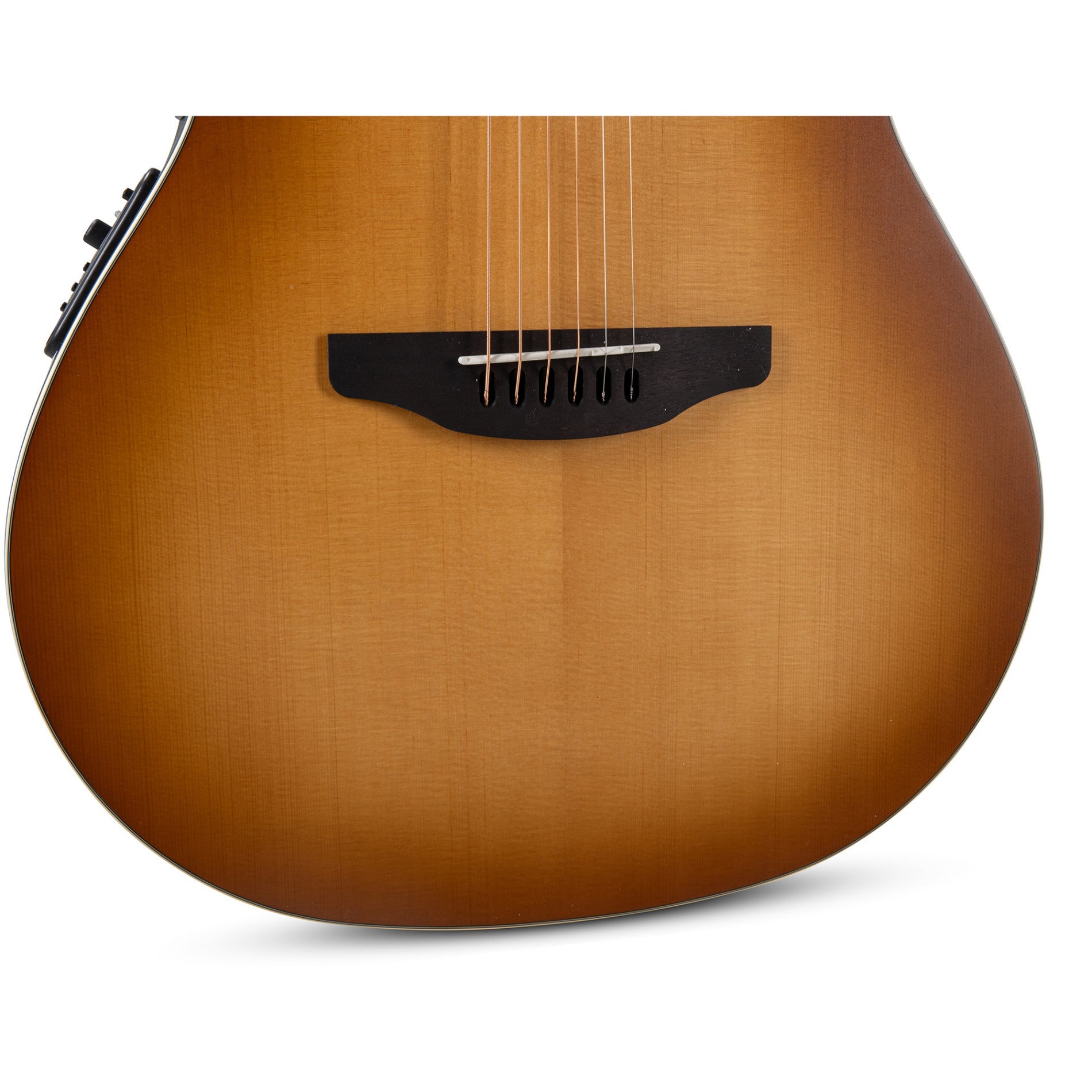 Ovation Celebrity Elite Deluxe CDX40-PB-G Acoustic-Electric Guitar, Solid Spruce Top, Peach Burst Satin