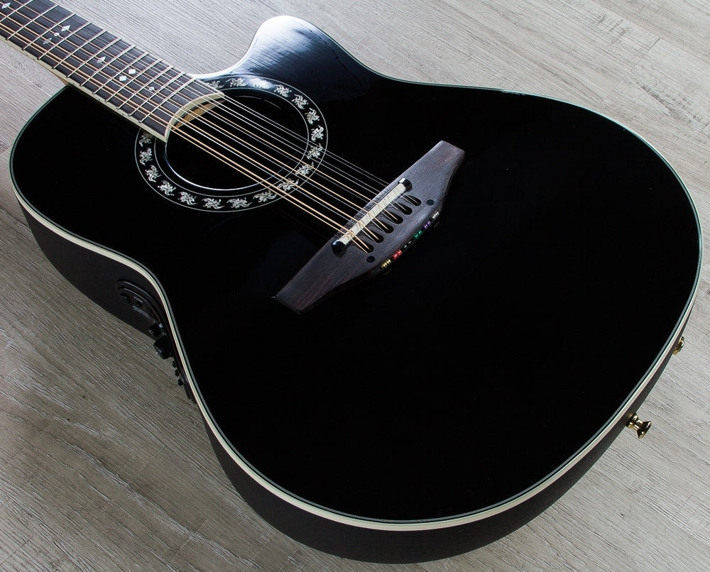 Ovation 2056AX-5 Pro Legend 12-String Deep Contour Cutaway Acoustic-Electric Guitar in Black with Hard Case(Open Box)