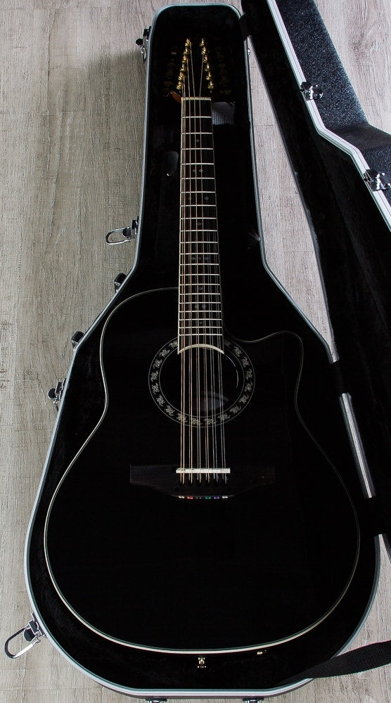 Ovation 2056AX-5 Pro Legend 12-String Deep Contour Cutaway Acoustic-Electric Guitar in Black with Hard Case(Open Box)