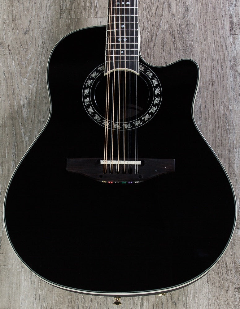 Ovation 2056AX-5 Pro Legend 12-String Deep Contour Cutaway Acoustic-Electric Guitar in Black with Hard Case(Open Box)