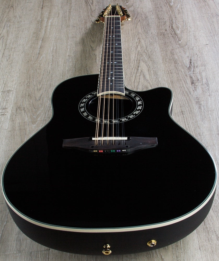 Ovation 2056AX-5 Pro Legend 12-String Deep Contour Cutaway Acoustic-Electric Guitar in Black with Hard Case(Open Box)