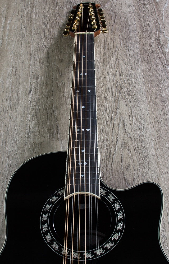 Ovation 2056AX-5 Pro Legend 12-String Deep Contour Cutaway Acoustic-Electric Guitar in Black with Hard Case(Open Box)