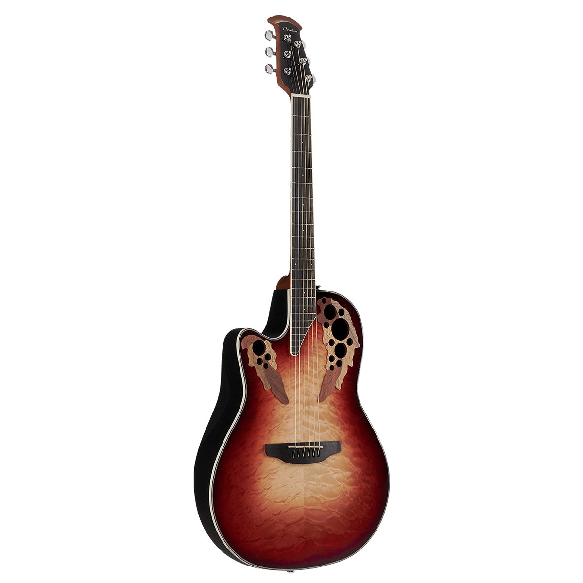 Ovation CE44LX-1R Celebrity Elite Exotic Mid Depth Left Handed Acoustic Electric Guitar, Ruby Red Burst