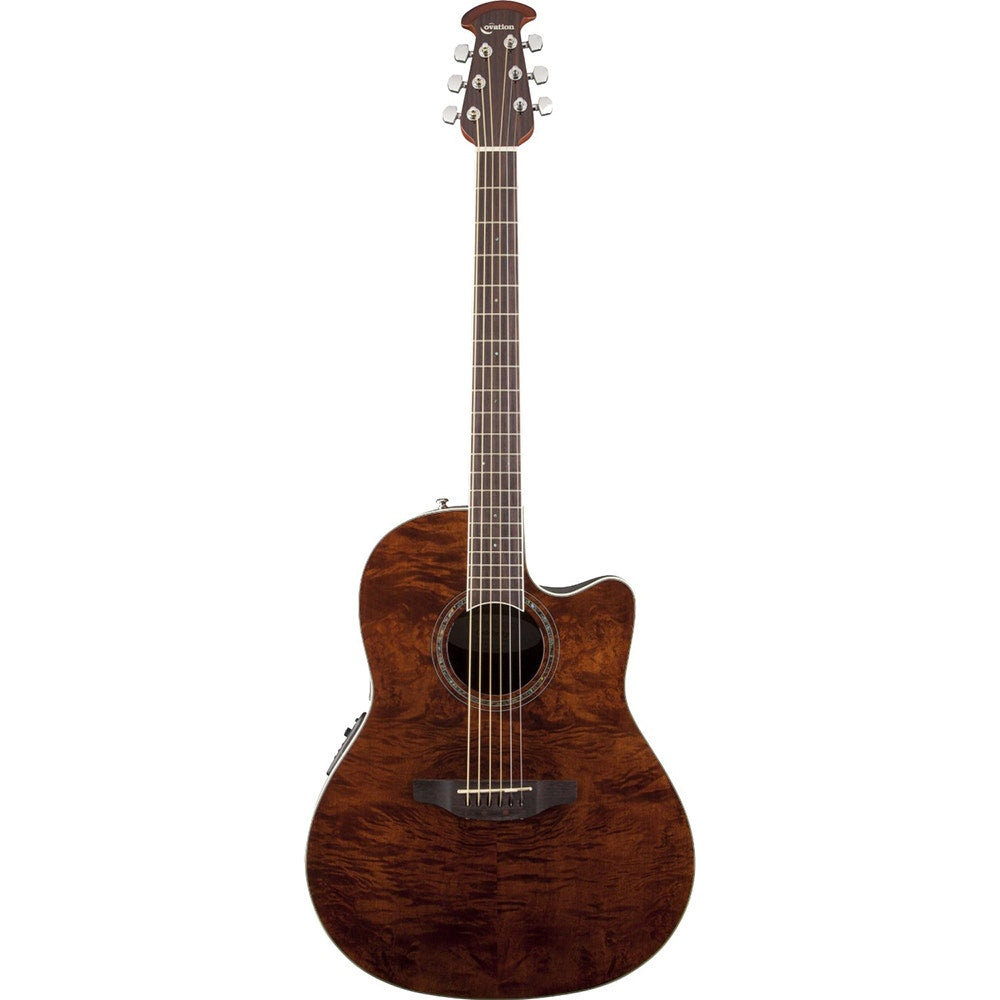 Ovation CS24P Celebrity Standard Plus Mid Depth Cutaway Acoustic-Electric Guitar in Nutmeg Burled Maple