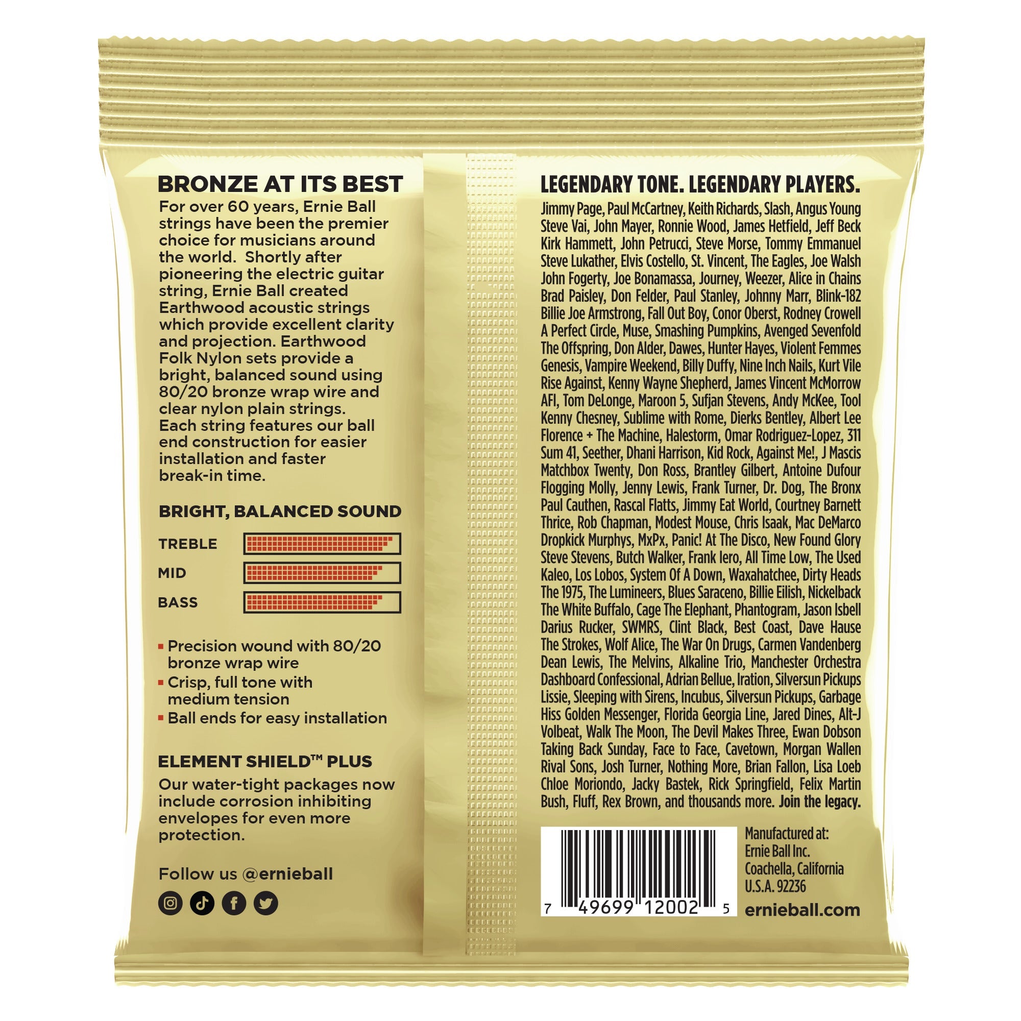 Ernie Ball 2002 Earthwood 80/20 Bronze Acoustic Guitar Strings (13-56) - Single