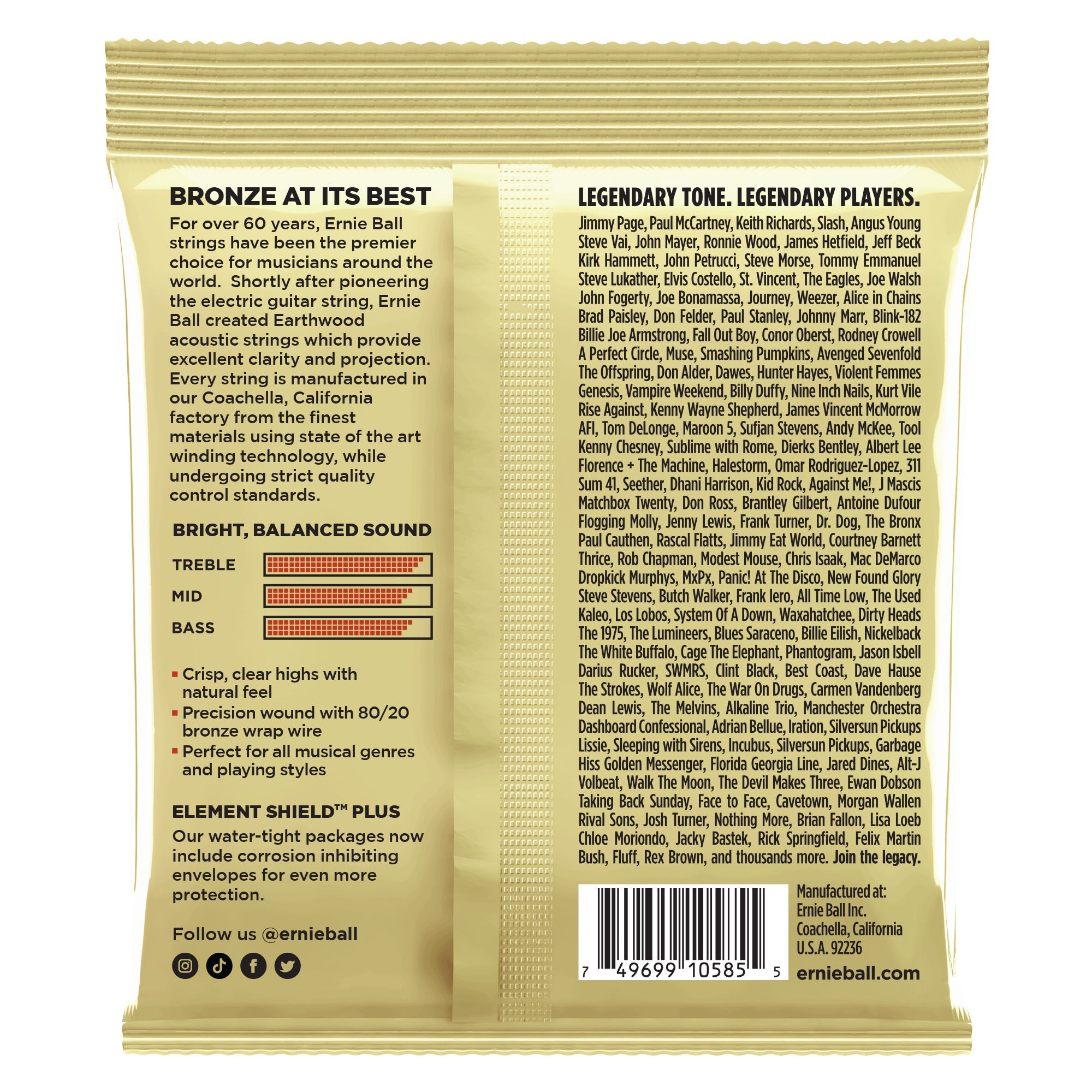 Ernie Ball 2007 Earthwood 80/20 Bronze Acoustic Guitar Strings, 11.5-54