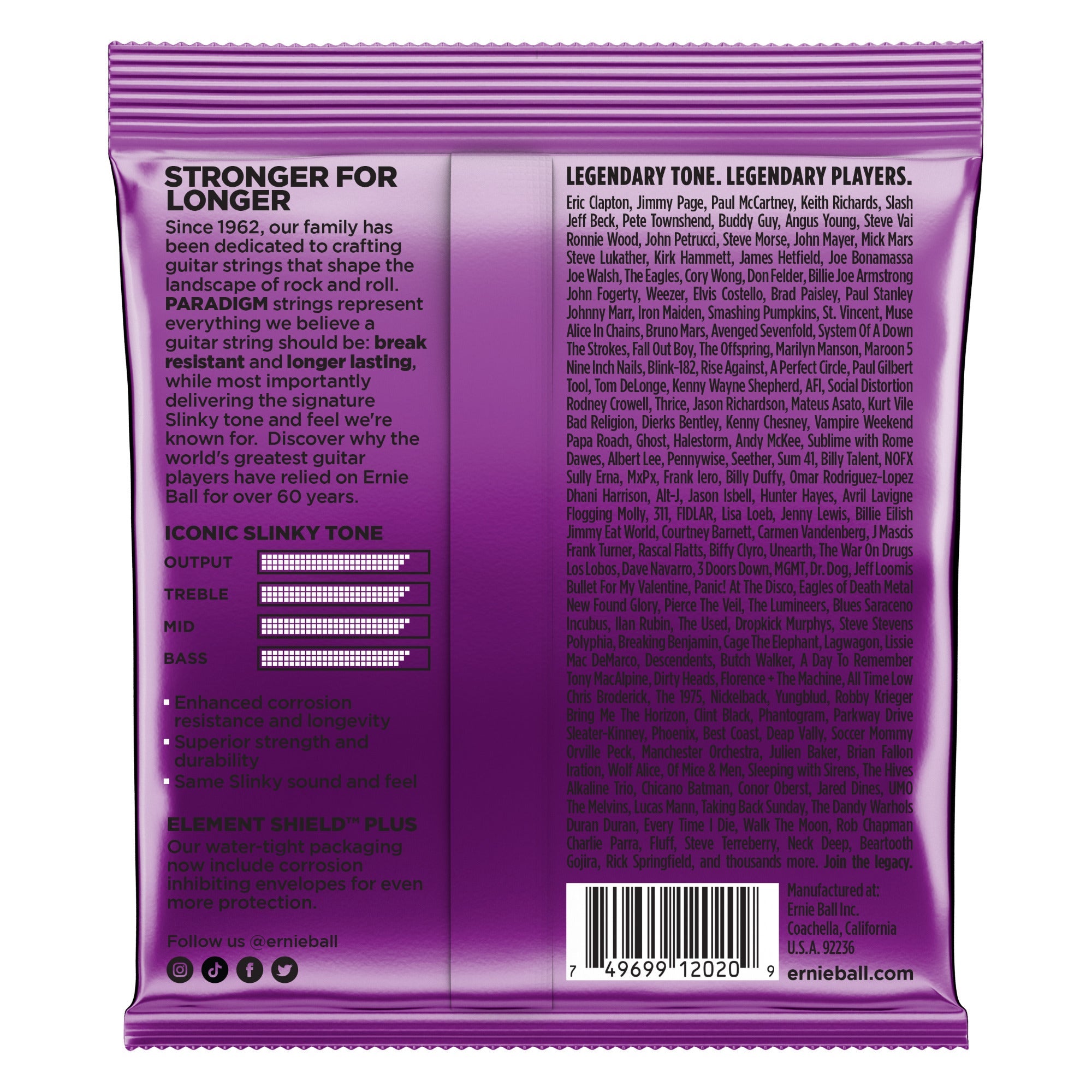 Ernie Ball 2020 Paradigm Electric Guitar Strings, Power Slinky (11-48)