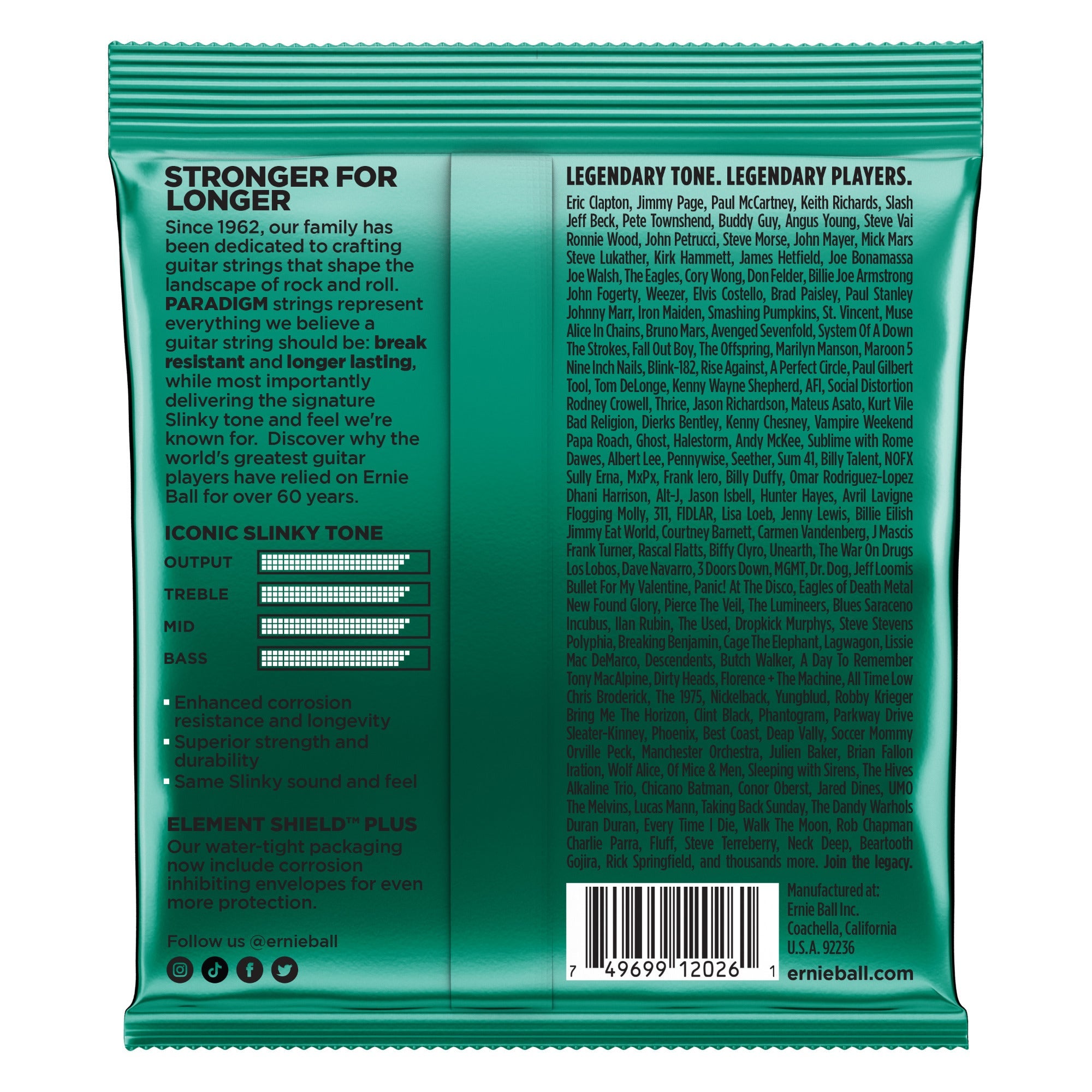 Ernie Ball 2026 Paradigm Electric Guitar Strings, Not Even Slinky (12-56)