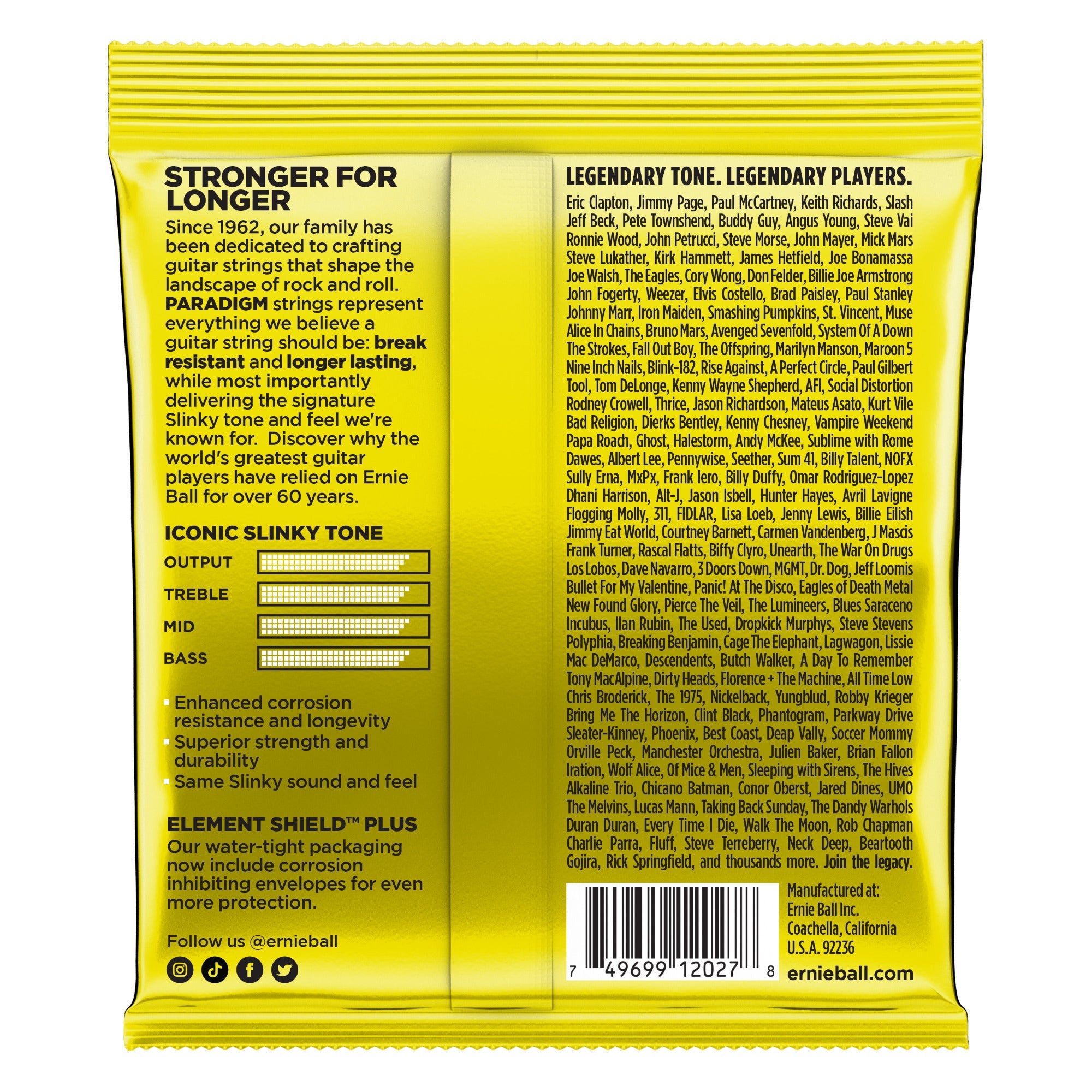 Ernie Ball 2027 Paradigm Electric Guitar Strings, Beefy Slinky (11-54)