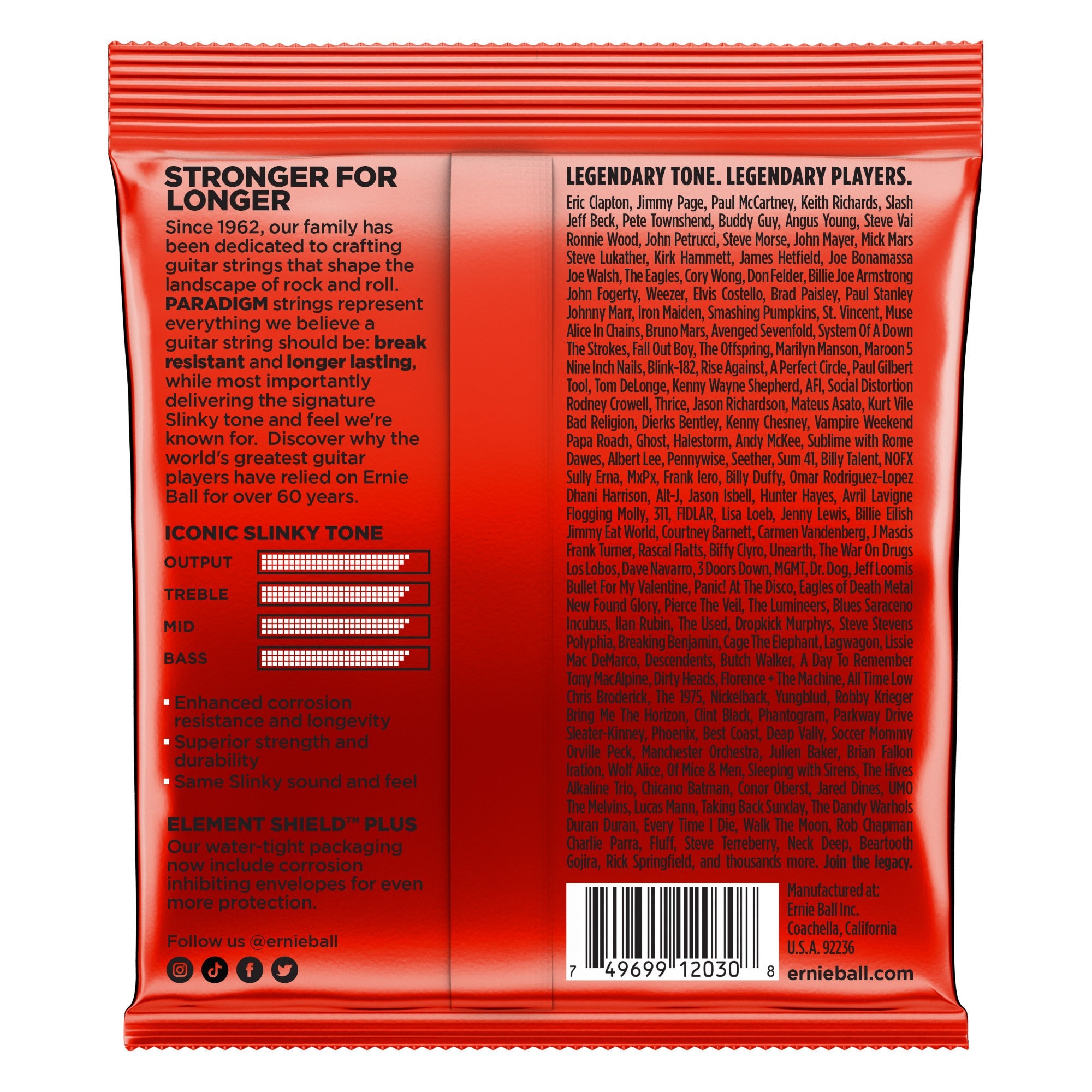 Ernie Ball 2030 Paradigm Electric Guitar Strings, Skinny Top Heavy Bottom Slinky 7-String (10-62)