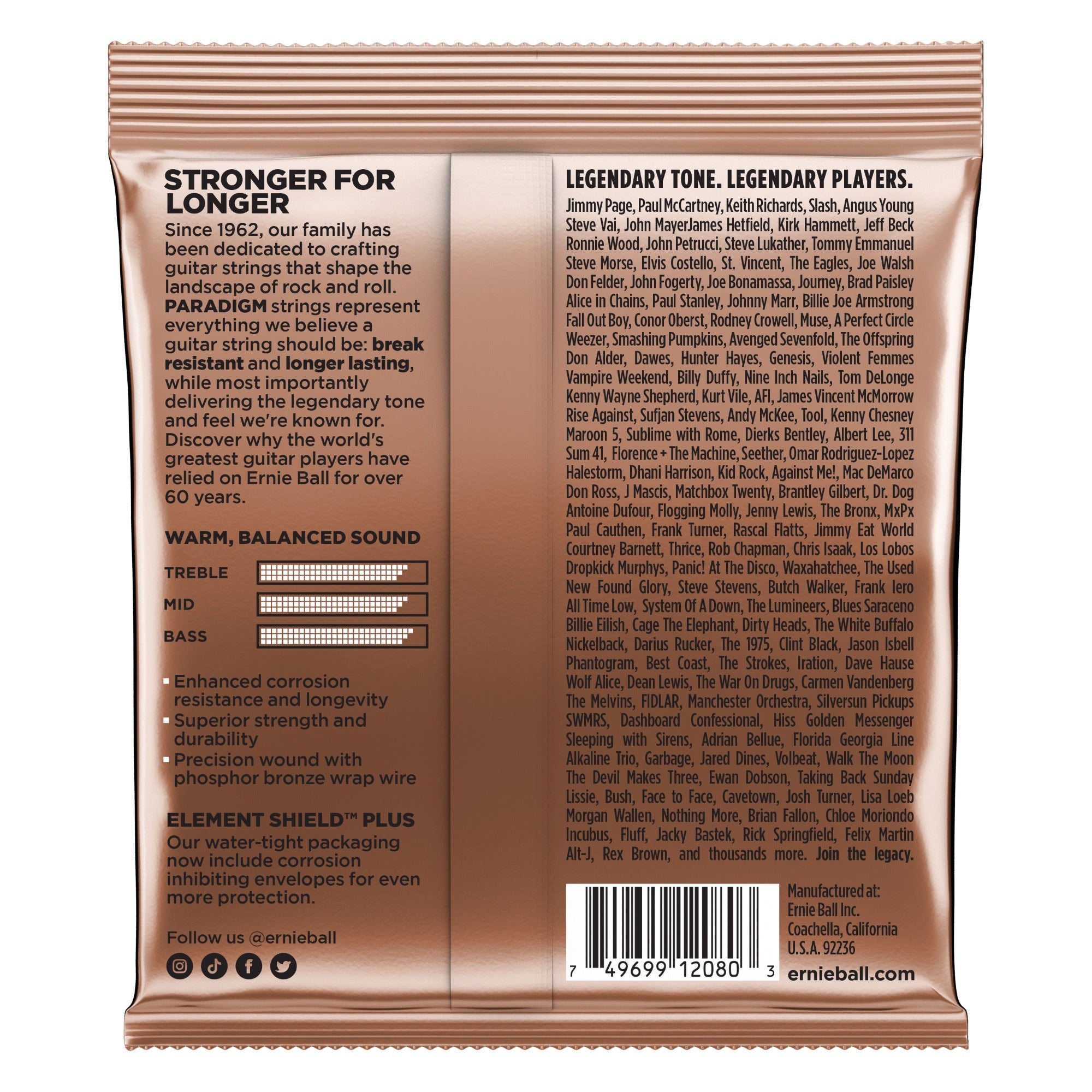 Ernie Ball 2080 Paradigm Phosphor Bronze Acoustic Guitar Strings, Extra Light (10-50)