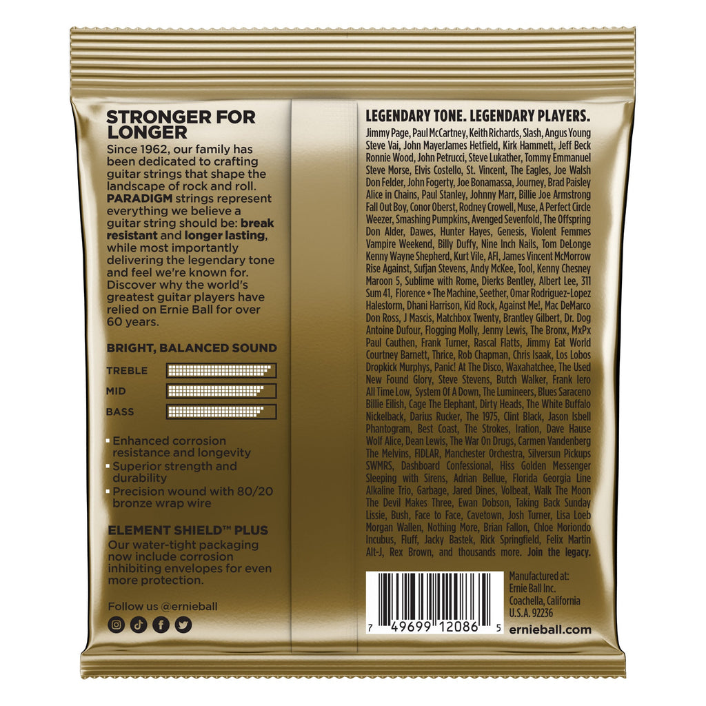 Ernie Ball 2086 Paradigm 80/20 Bronze Acoustic Guitar Strings, Medium Light (12-54)