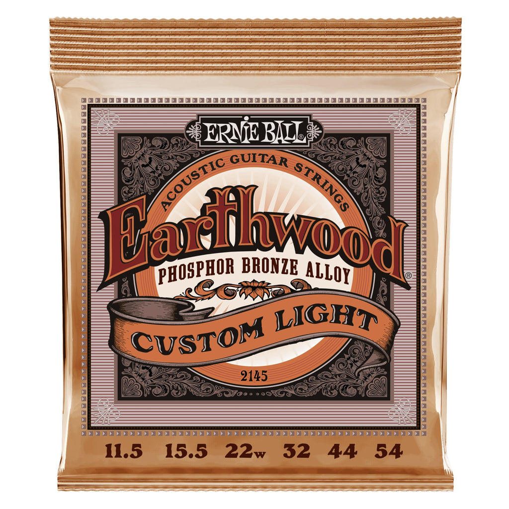 Ernie Ball 2145 Earthwood Phosphor Bronze Acoustic Guitar Strings, 11.5-54