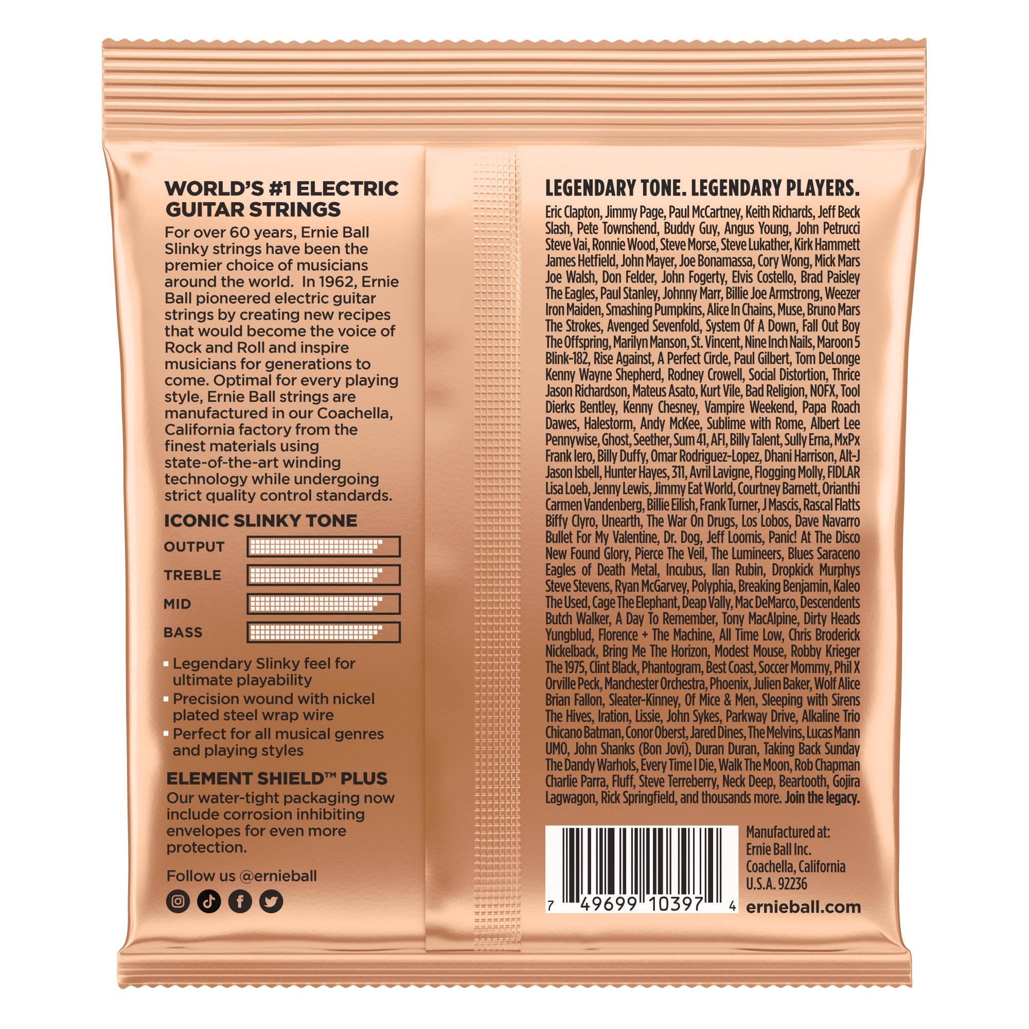 Ernie Ball 2224 Turbo Slinky Nickel Wound Electric Guitar String, 9.5-46