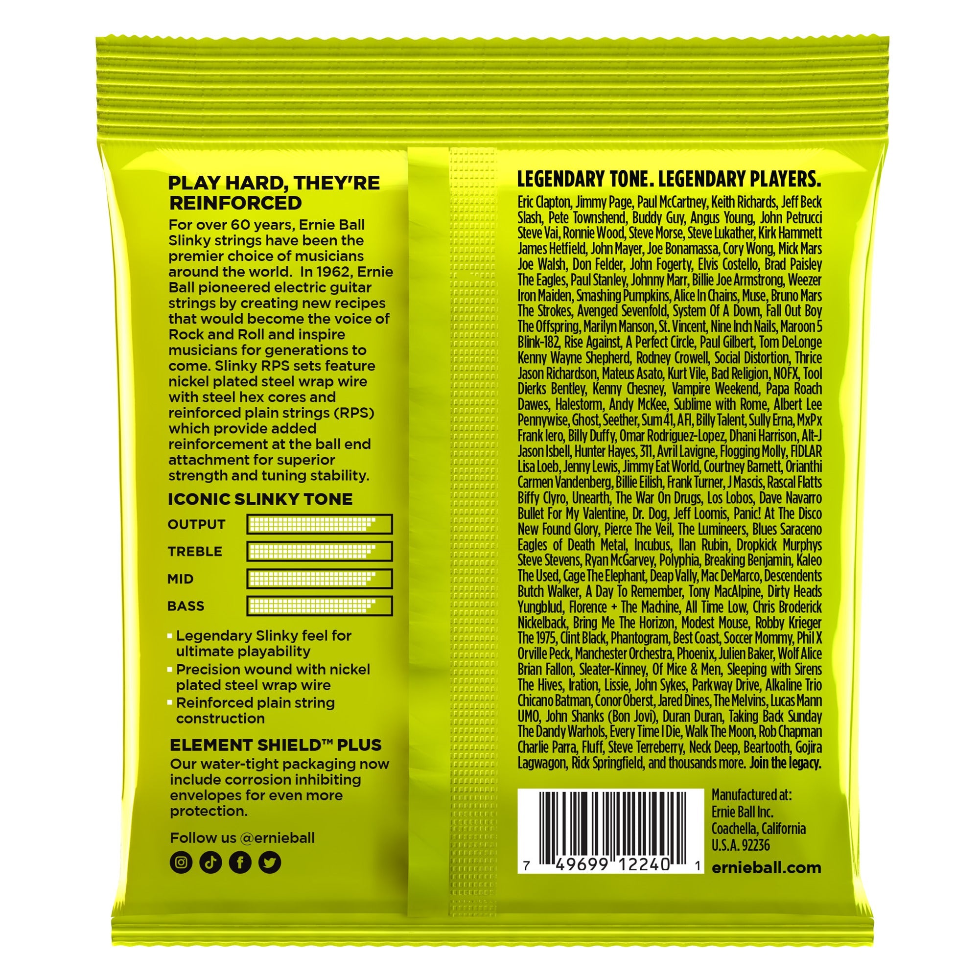 Ernie Ball 2240 RPS-10 Reinforced Regular Slinky Electric Guitar Strings (10-46)