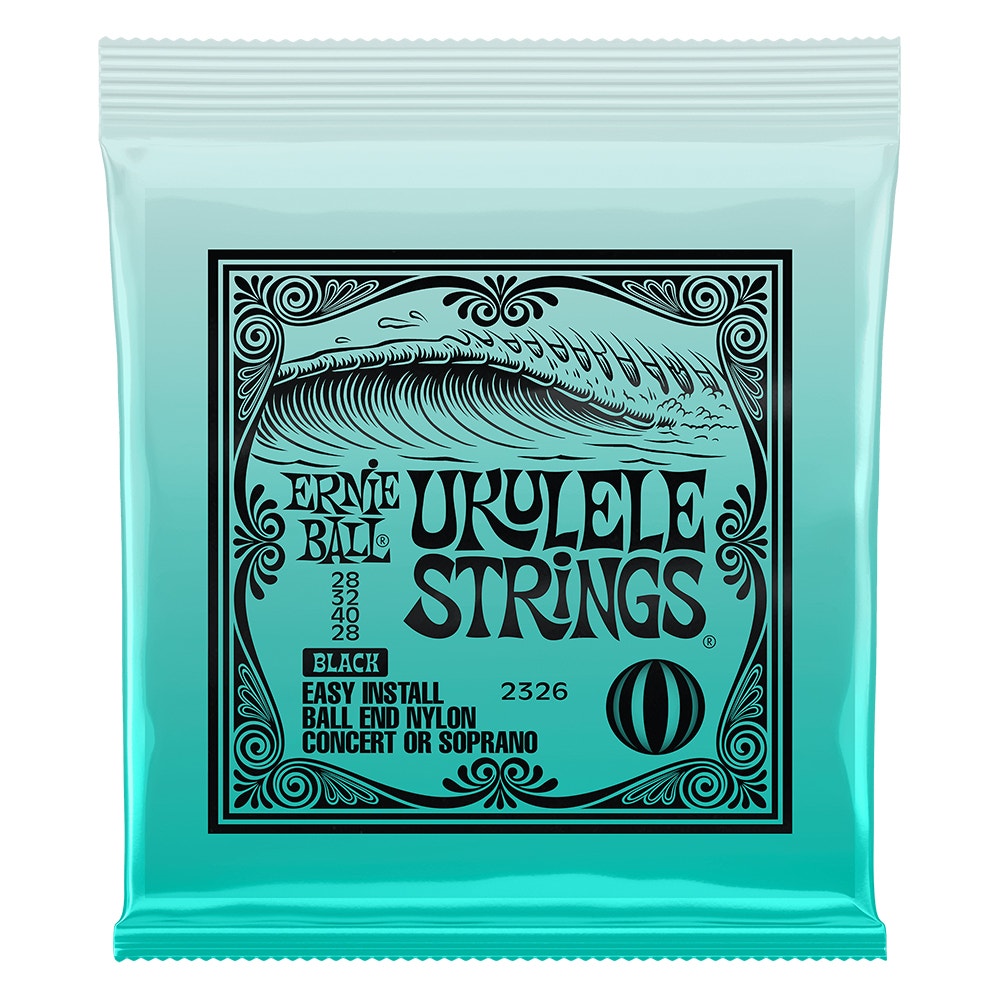 Ernie Ball 2326 Ukulele Strings, Concert/Soprano, Ball End, Black, 28/32/40/28