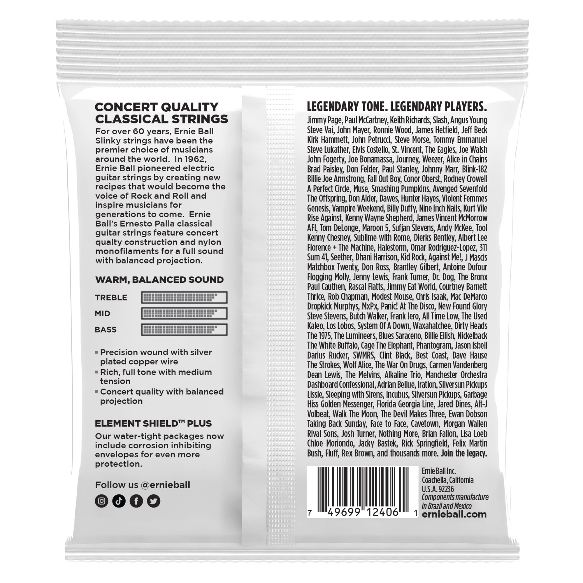 Ernie Ball 2406 Ernesto Palla Nylon Classical Black and Silver Medium Guitar Strings (28-42)