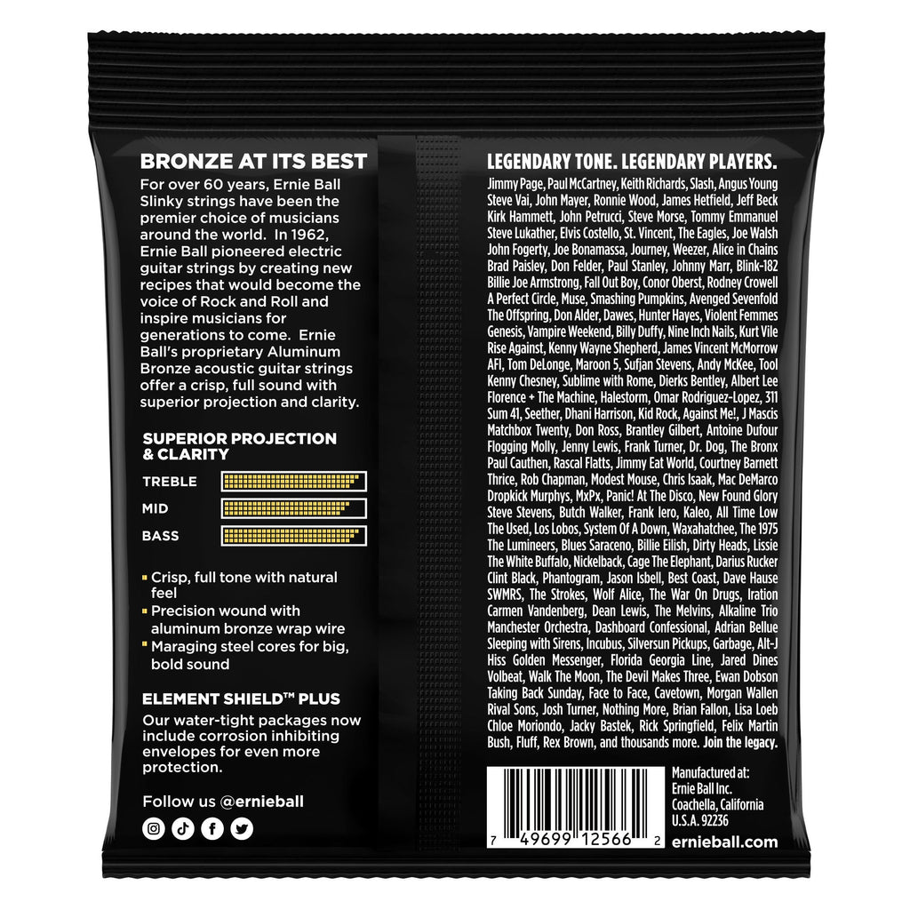 Ernie Ball 2566 Aluminum Bronze Acoustic Guitar Strings Medium Light 12-54