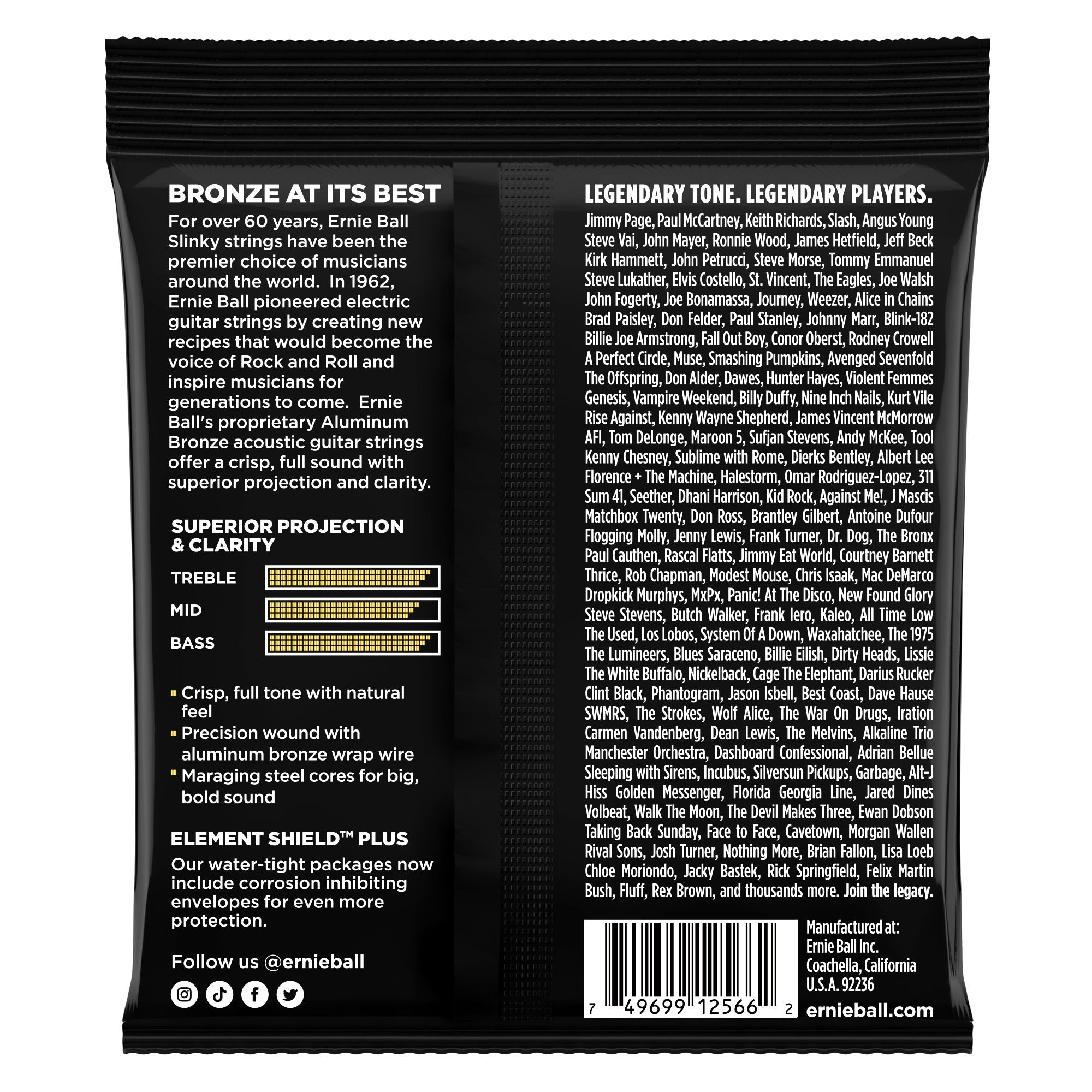 Ernie Ball 2566 Aluminum Bronze Acoustic Guitar Strings Medium Light 12-54