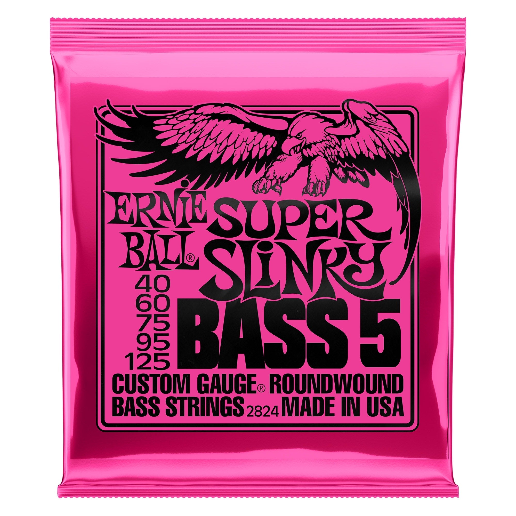 Ernie Ball 2824 Super Slinky 5-String Nickel Wound Electric Bass Strings (40-125)