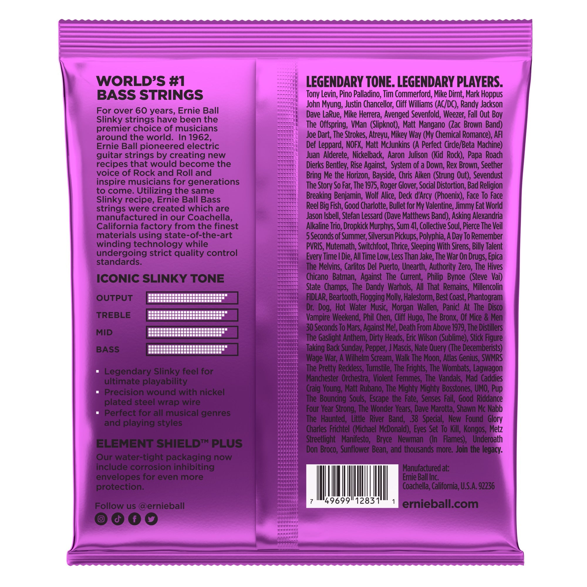 Ernie Ball 2831 Nickel Wound Power Slinky Electric Bass Strings (55-110)
