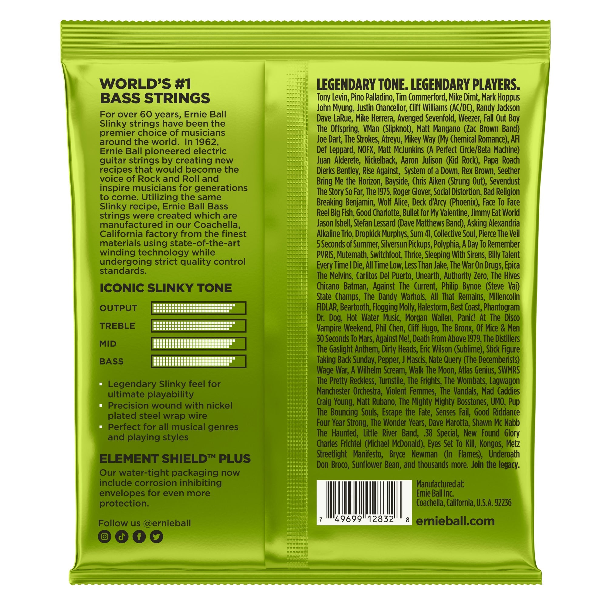 Ernie Ball 2832 Regular Slinky Nickel Wound Electric Bass Strings (50-105)