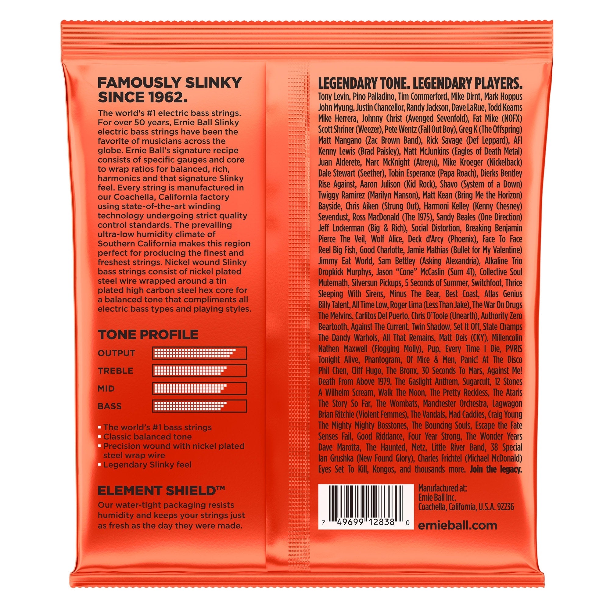 Ernie Ball 2838 6-String Slinky Long Scale Electric Bass Strings (32-130)