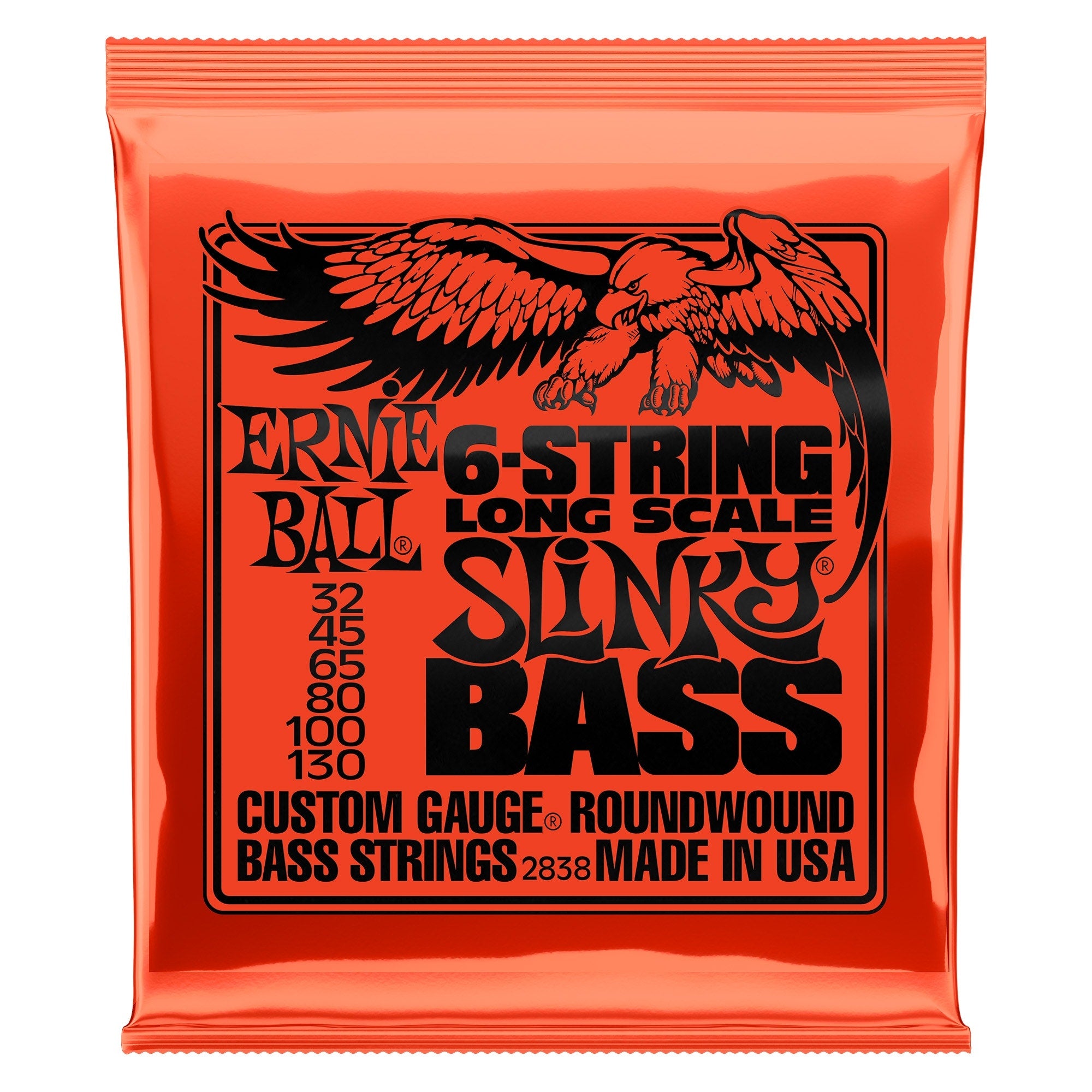 Ernie Ball 2838 6-String Slinky Long Scale Electric Bass Strings (32-130)