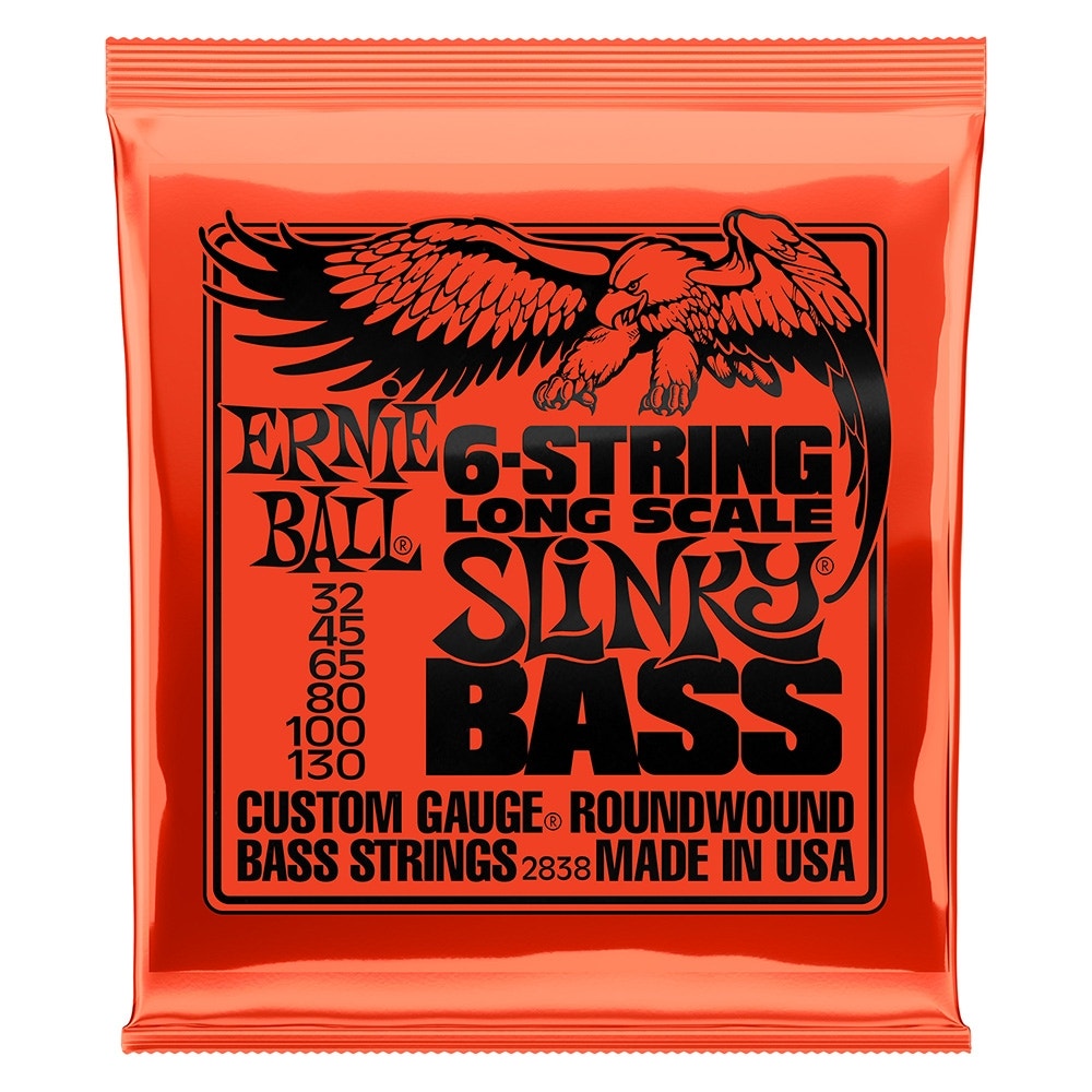 2-Pack Ernie Ball 2838 6-String Slinky Long Scale Electric Bass Strings (32-130)