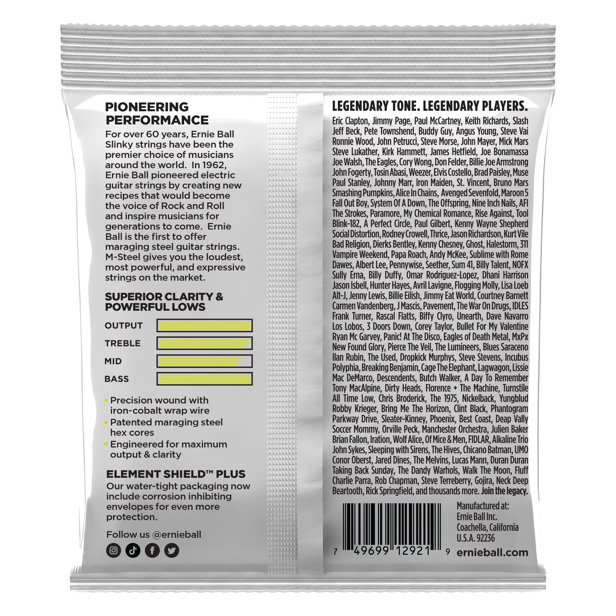 Ernie Ball 2921 M-Steel Regular Slinky Electric Guitar Strings (10-46)