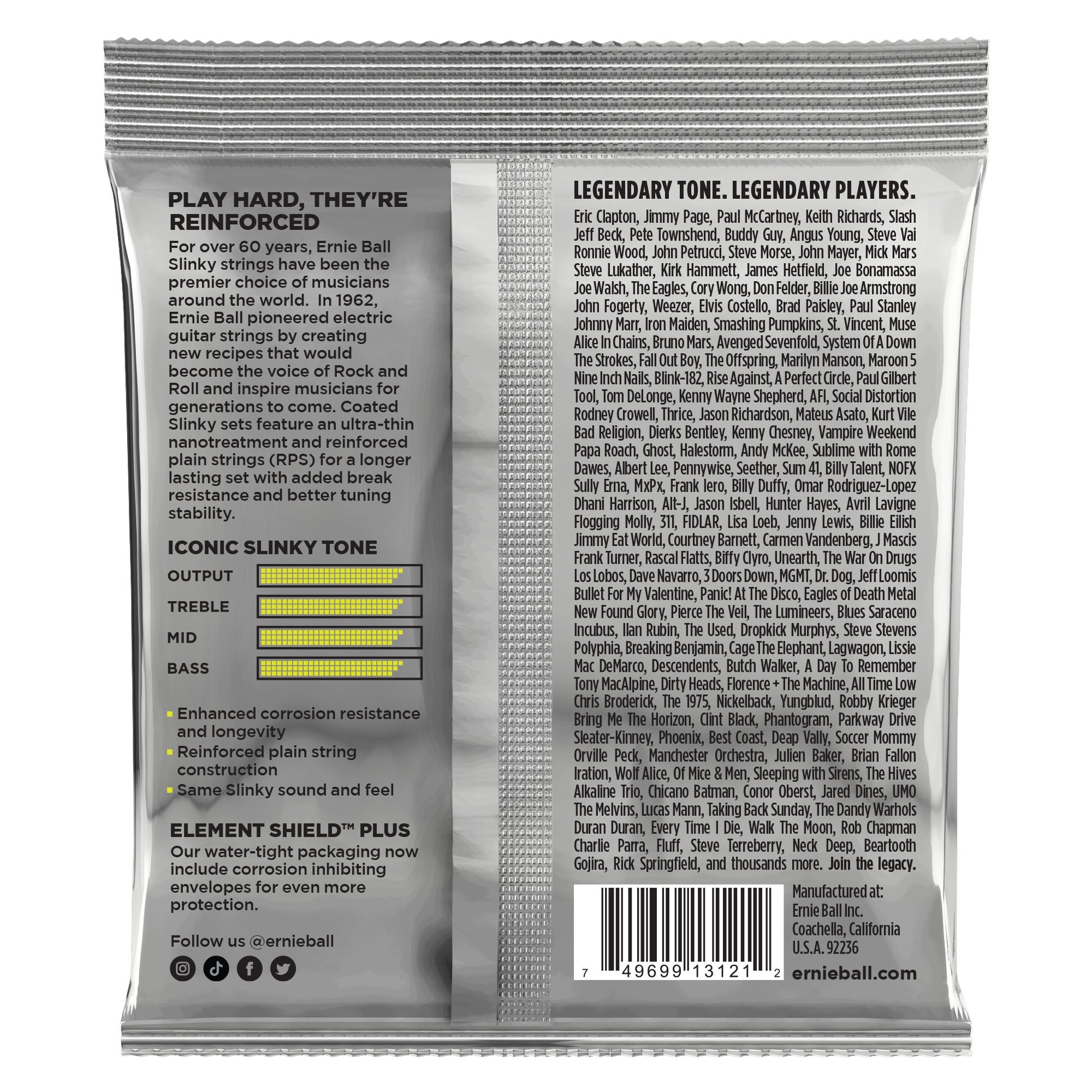 Ernie Ball 3121 Coated Electric Titanium RPS Regular Slinky Guitar Strings (10-46)