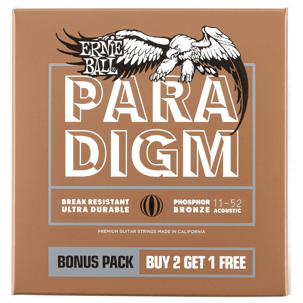 Ernie Ball 3318 Paradigm Light Phosphor Bronze 11-52 3-Pack Acoustic Strings