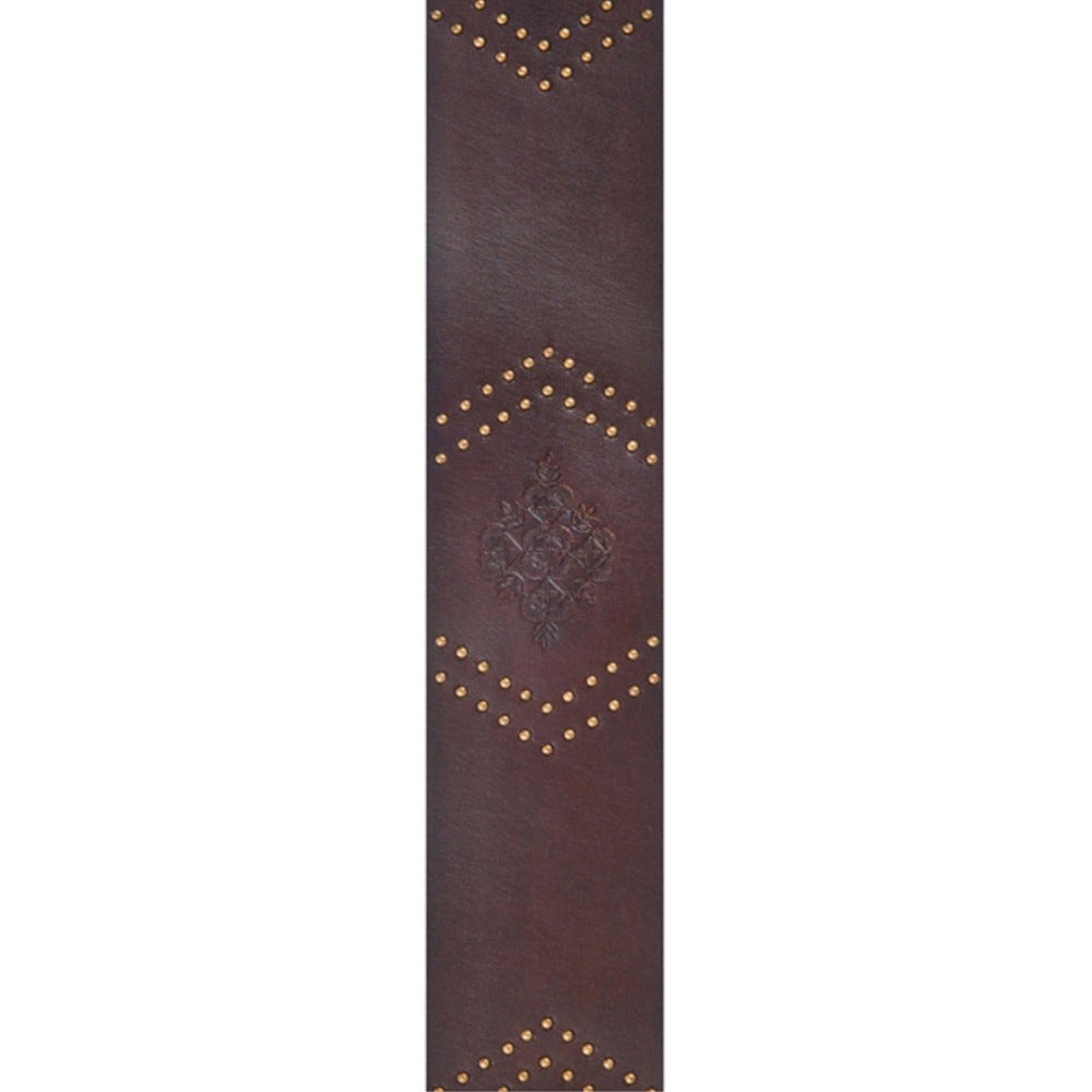 Planet Waves 25VNER01-DX Deluxe Series 2.5" Wide Embossed Studs Brown Leather Guitar Strap