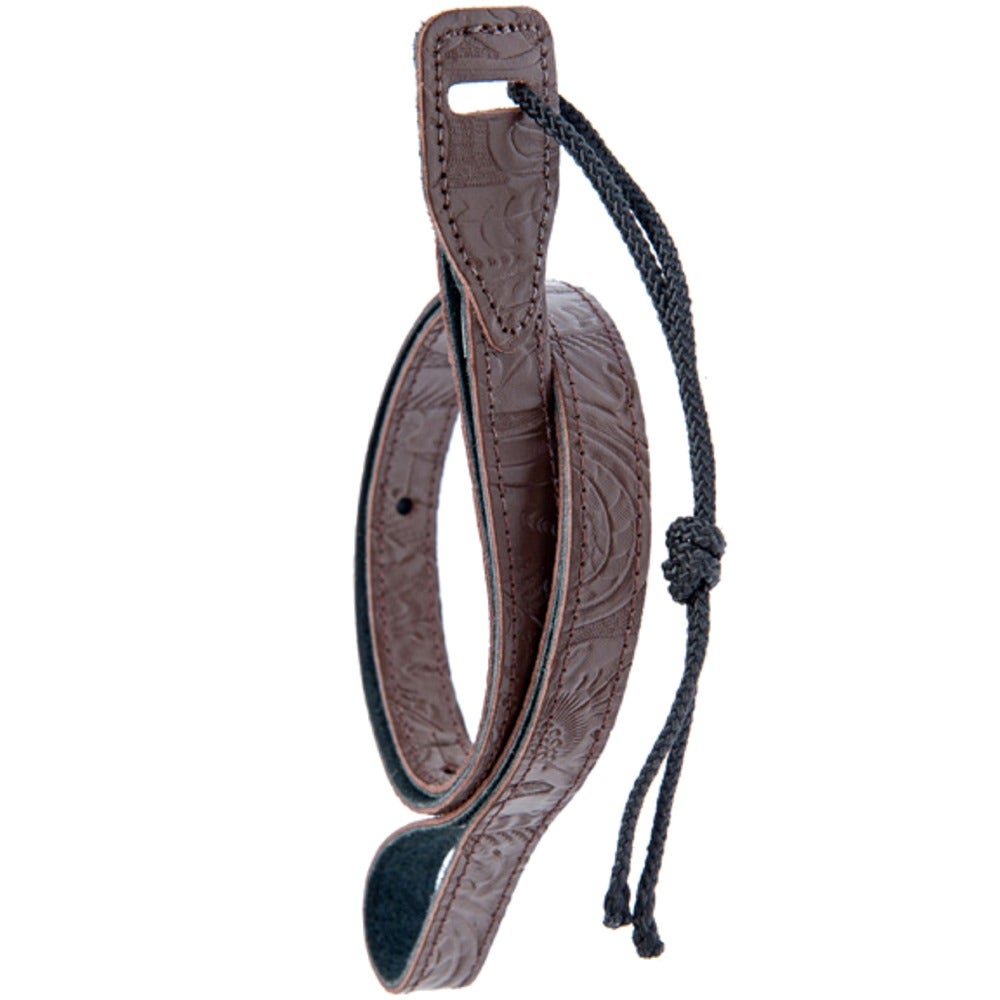 Planet Waves 75ME01 3/4" Wide Embossed Brown Leather Mandolin Strap