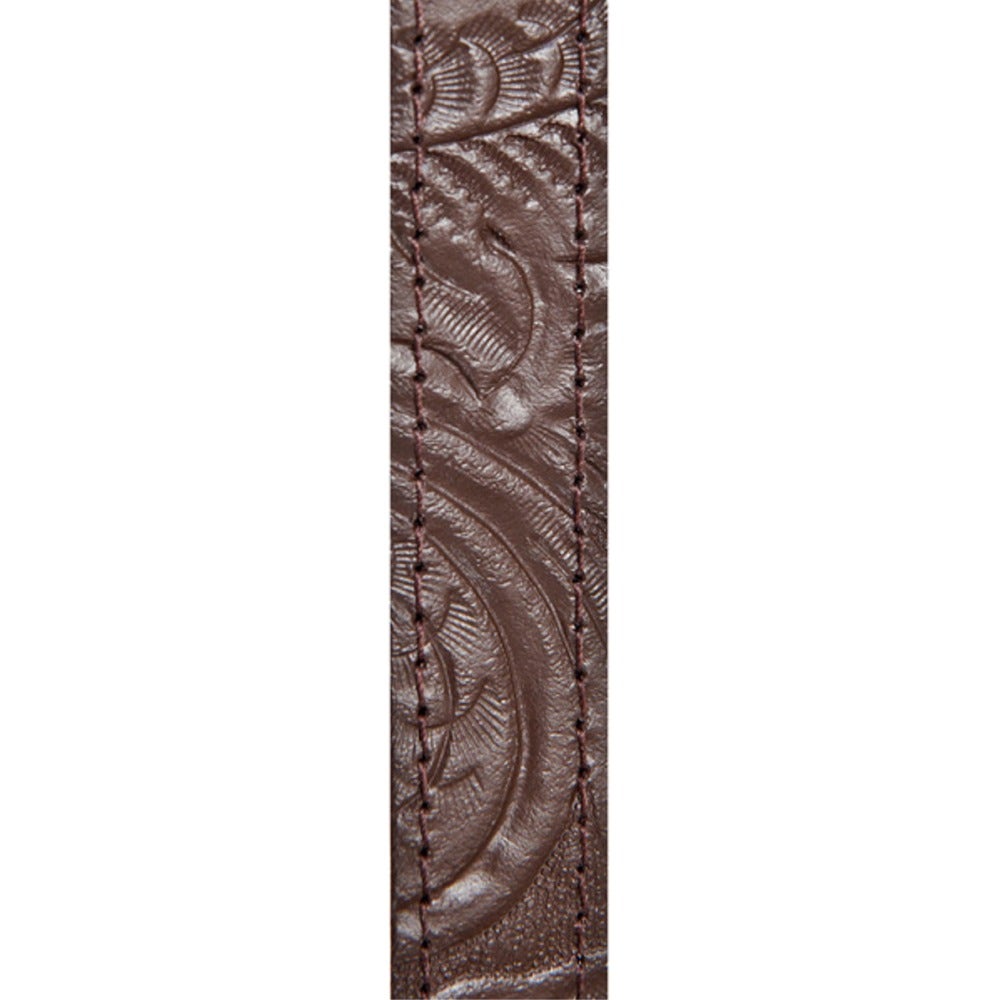 Planet Waves 75ME01 3/4" Wide Embossed Brown Leather Mandolin Strap