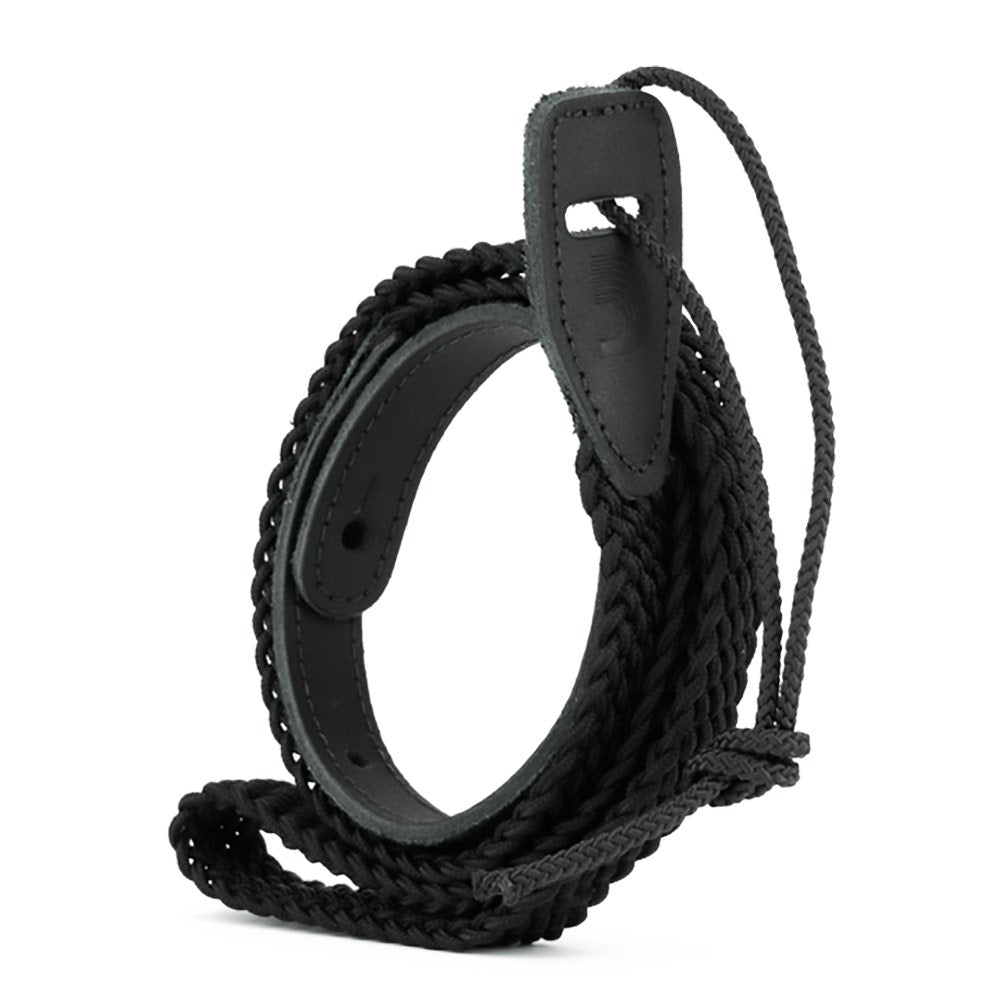 Planet Waves 10MB01 Braided Fabric Mandolin Strap, Leather Ends, Black