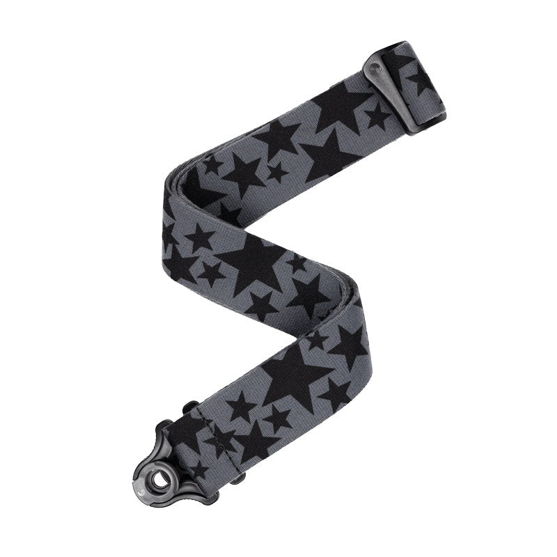 D'Addario 50BAL14 30"-55" Long Black & Grey Stars Auto-Lock Guitar Strap