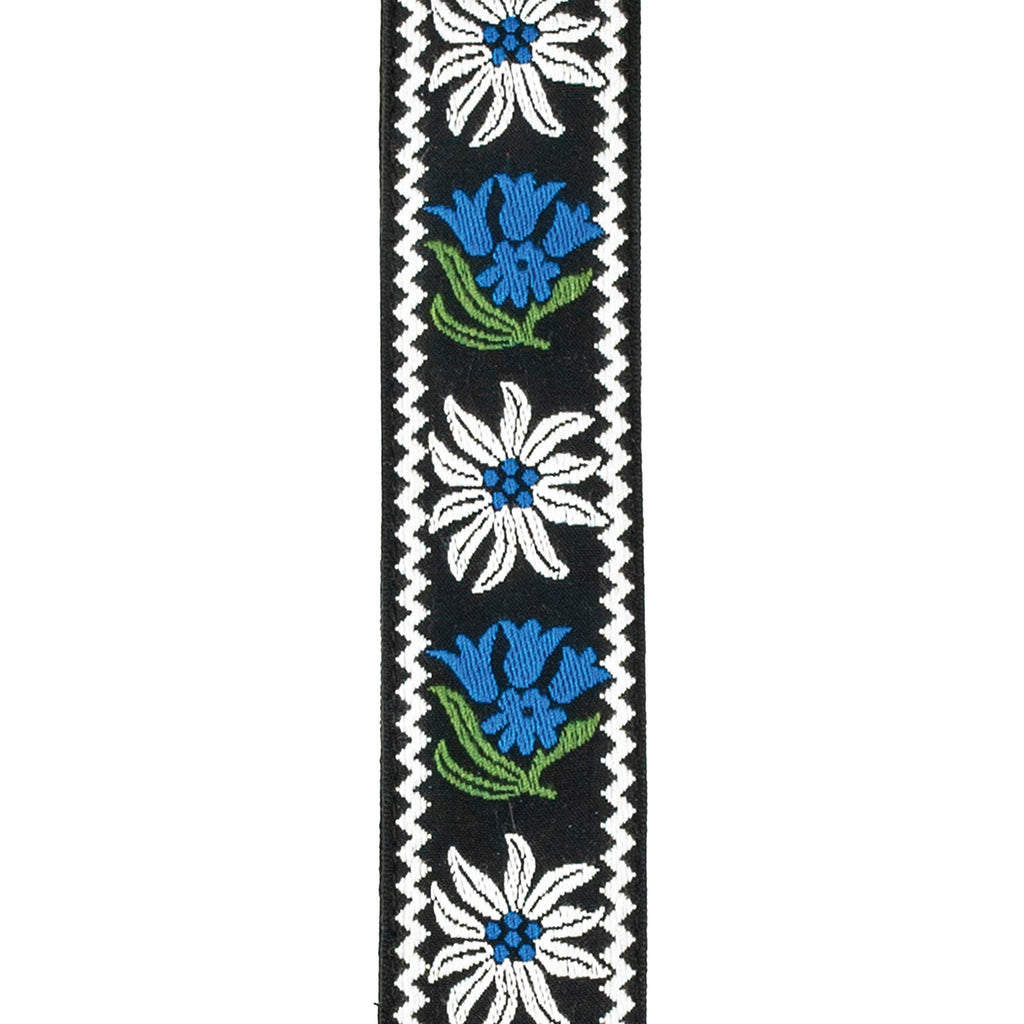 D'Addario Planet Waves 50PCLV01 Peace and Love Woven Guitar Bass Strap, Black and Blue