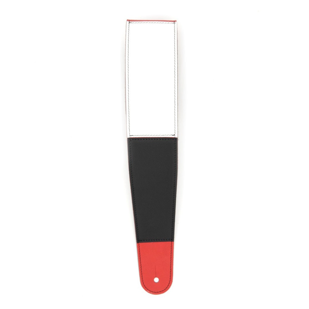 D'Addario Planet Waves L25W1410 Deluxe Leather Guitar Strap, Horizontal Stripe, Black Red and White
