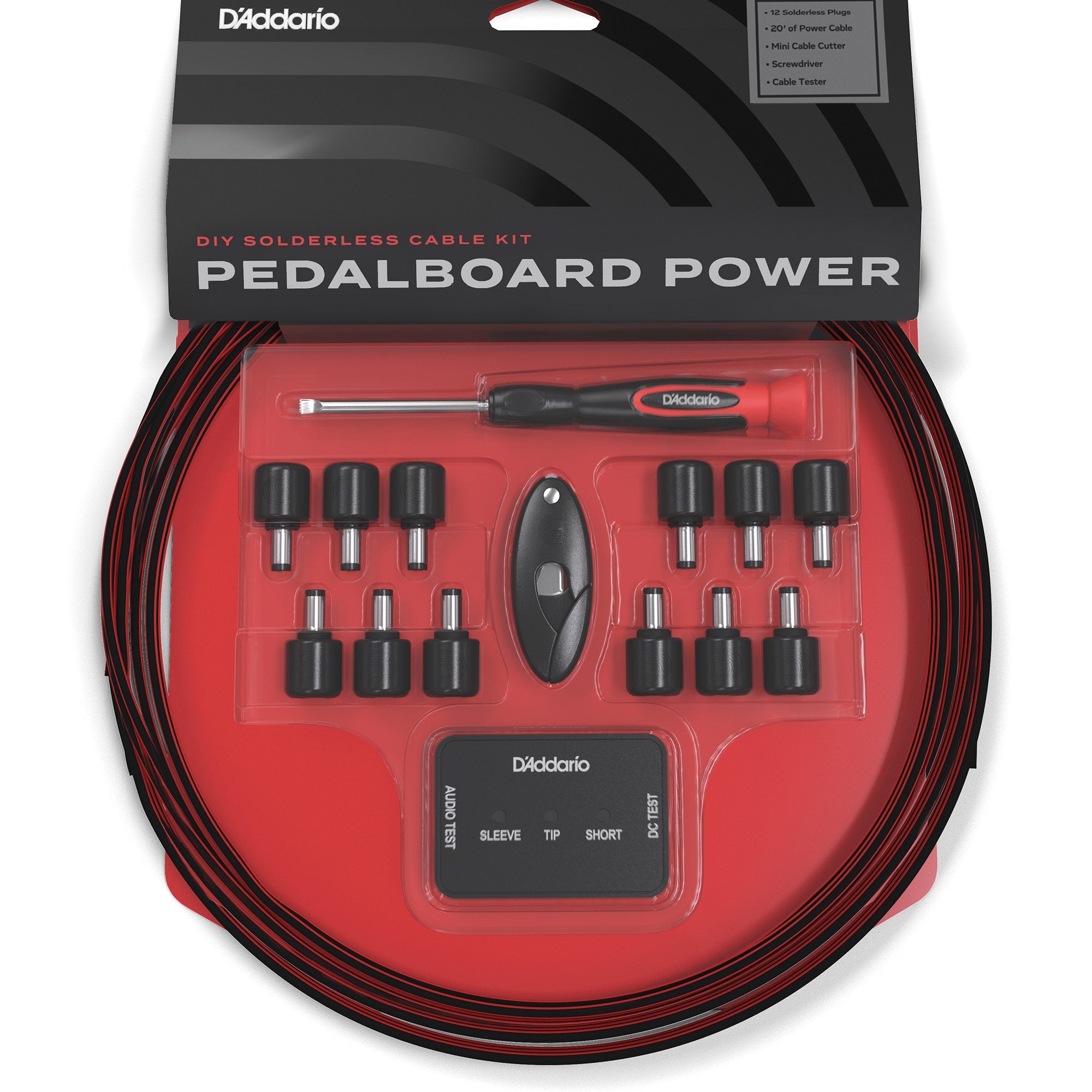 D'Addario PW-PWRKIT-20 DIY Solderless Pedalboard Power Cable Kit (12 Plugs, 20' of Cable)