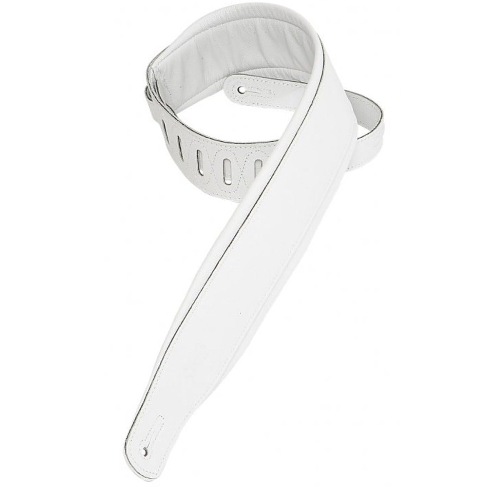 Levy's PM32 WHT 2-12" Garment Leather Guitar or Bass Strap White with Foam Padding