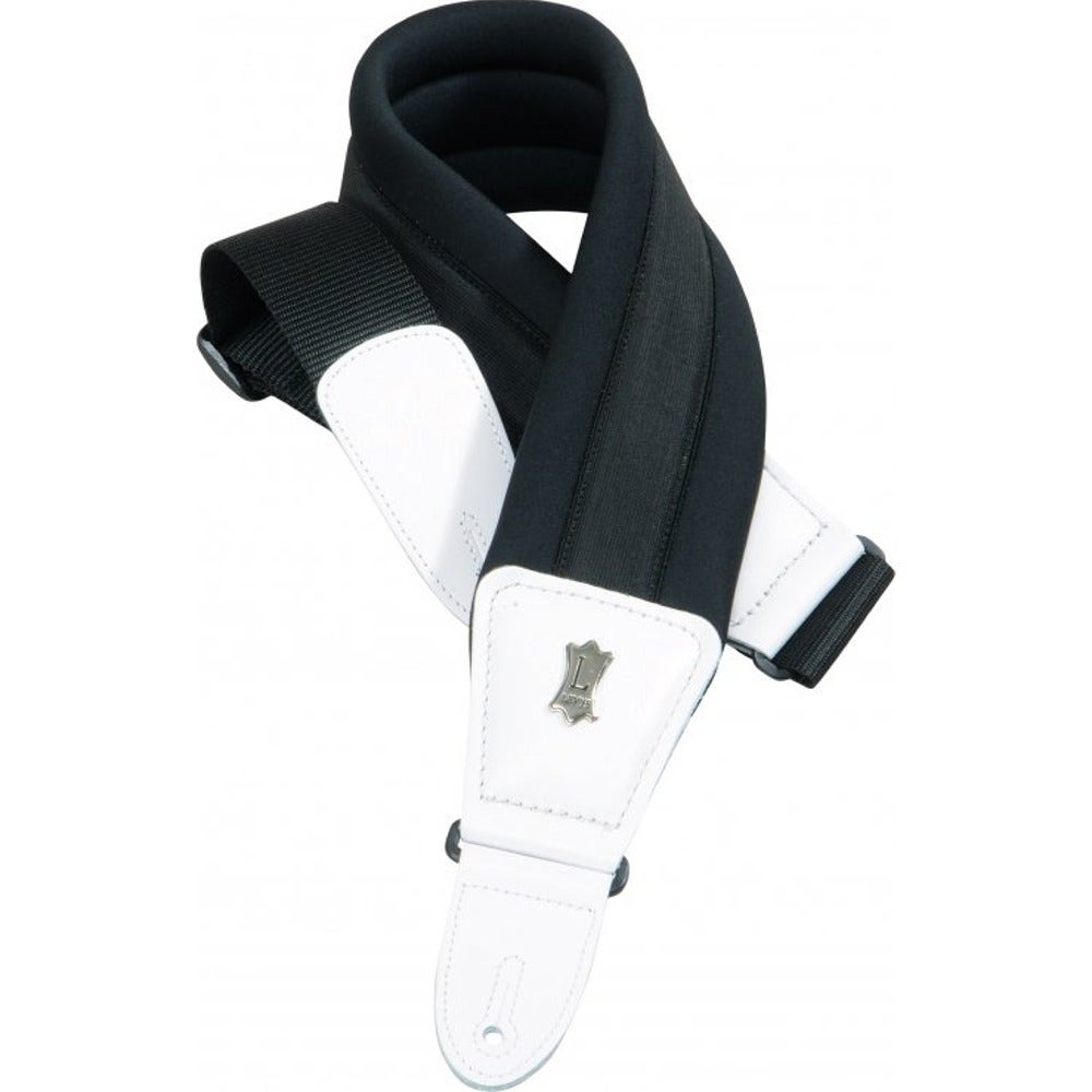 Levy's PM48NP3 3" Neoprene Padded Guitar or Bass Strap with Leather Ends White